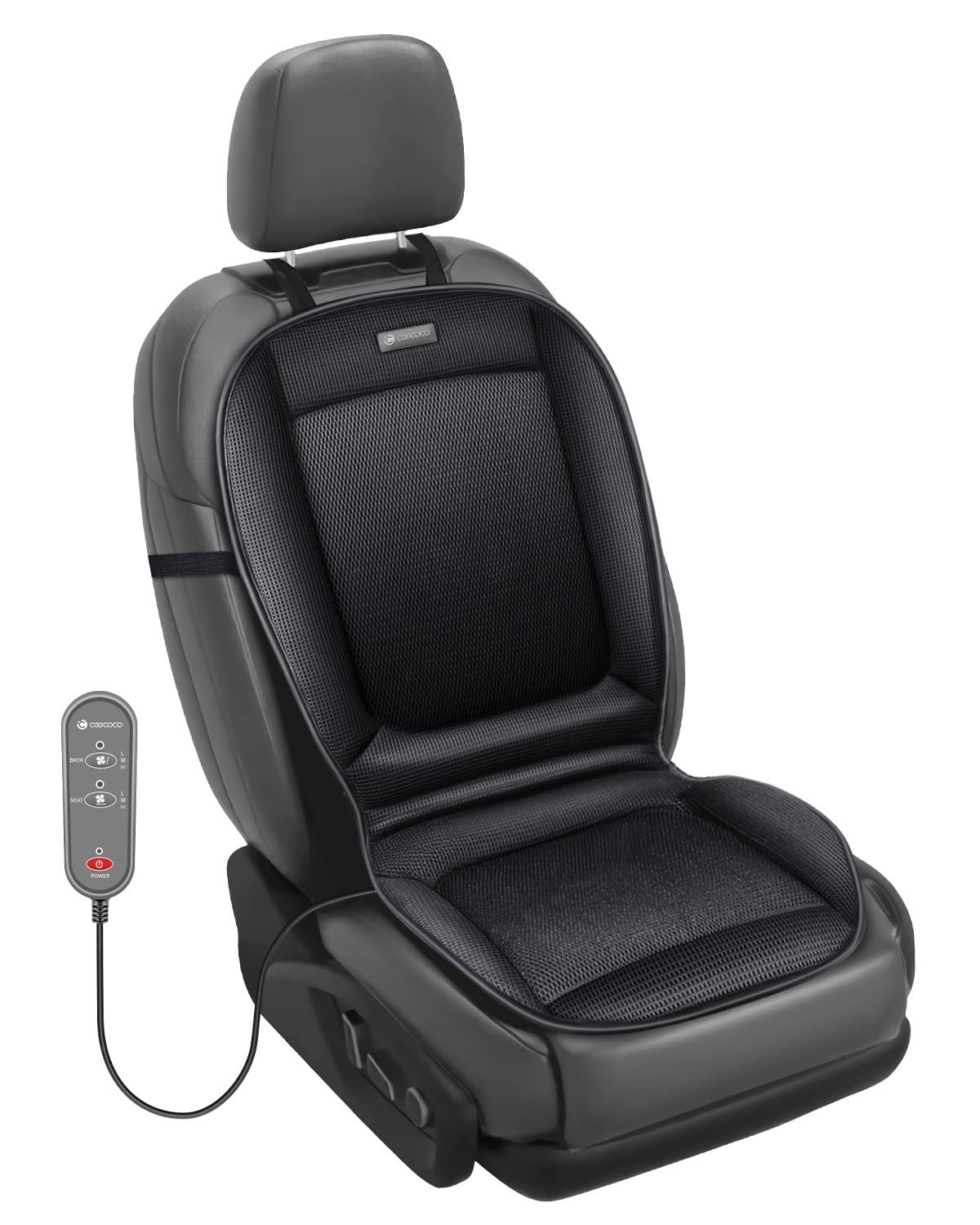 Funda de Asiento de Coche Refrigerante CooCoCo para Asiento Delantero, Cojín Ventilado para Coche, Almohadilla Refrigerante para Asiento, Funda Refrigerante para SUV Camión Ajuste Universal, Regalos para Esposo Conductor Hombres Papá, Negro Mate