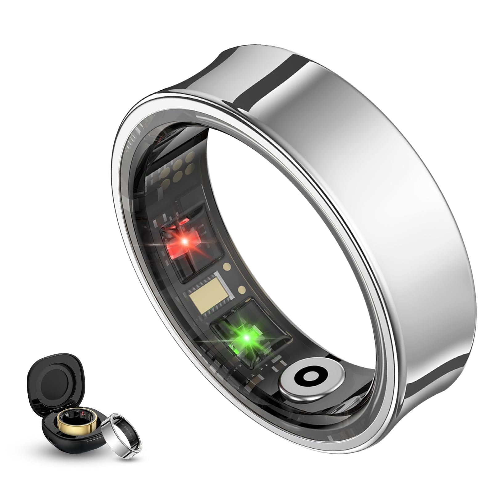 Rastreador de Salud Anillo Inteligente, Rastreador de Actividad para Mujeres y Hombres, Sin Suscripción Necesaria, Monitor de Sueño y Ritmo Cardíaco, Modos Multi-Deporte, Compatible con iOS y Android (Plata, 10)