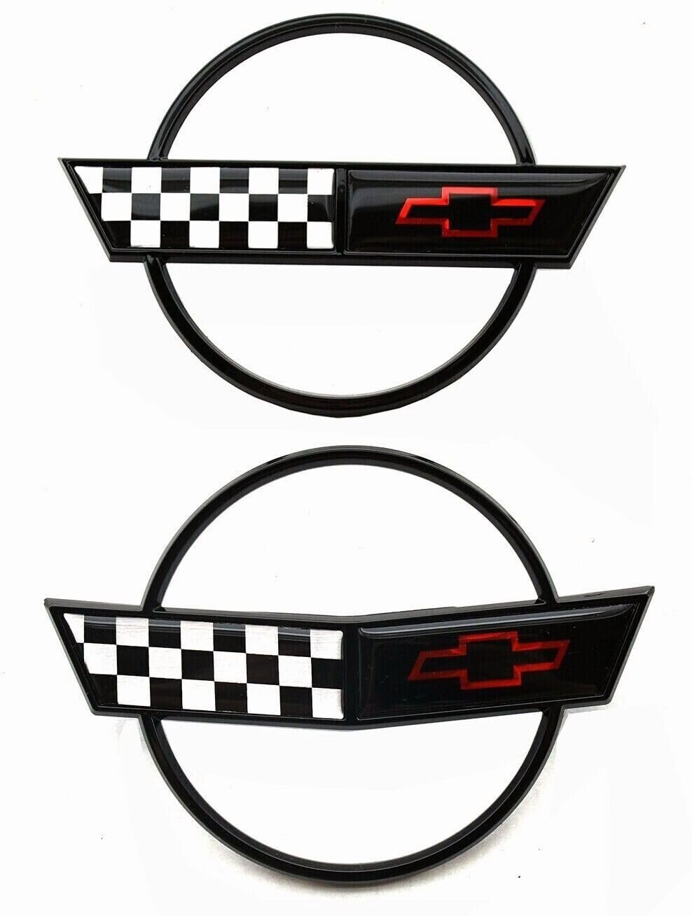 Emblema del frente del C4 Corvette más emblema de tapa de gas combustible 3D Insignia Placa Cruzada Restauración de bandera tanto emblemas delanteros como traseros para Corvette del 91 al 96 (Negro)