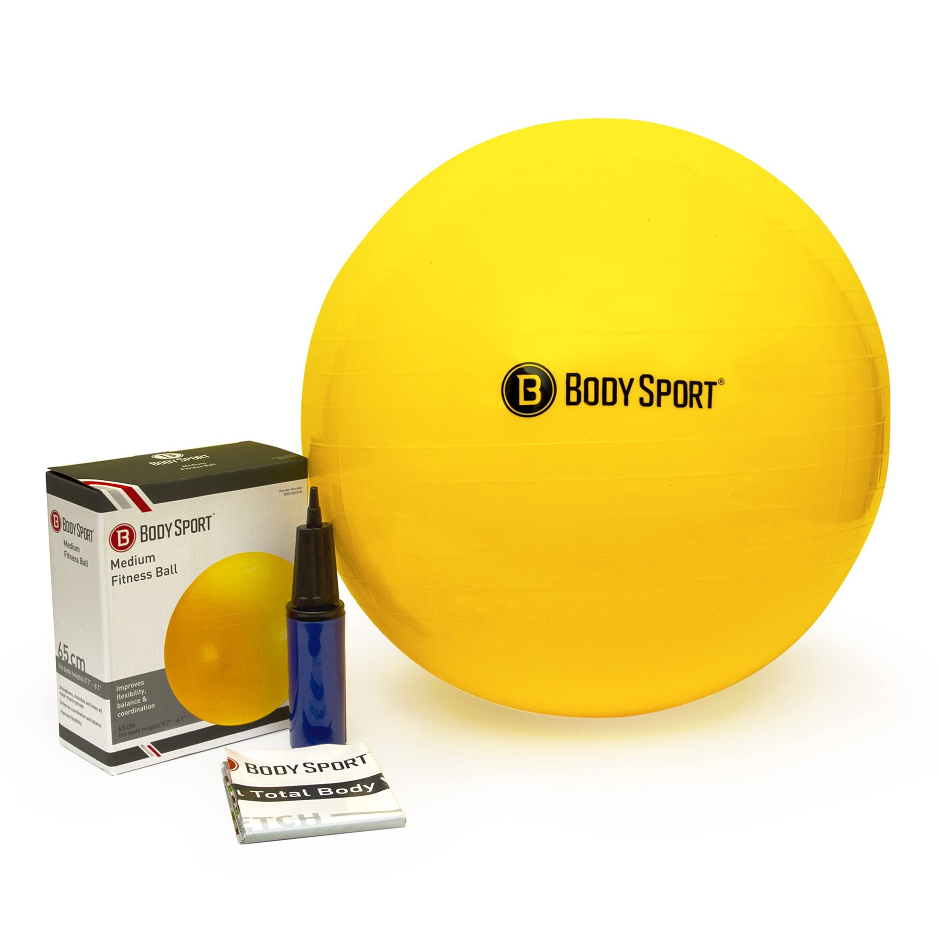 Pelota de ejercicio Body Sport Slow Release de 65 cm con bomba, equipo de gimnasio para el hogar u oficina, pelota de estabilidad para fitness, pelota de embarazo, equipo de entrenamiento de fuerza central