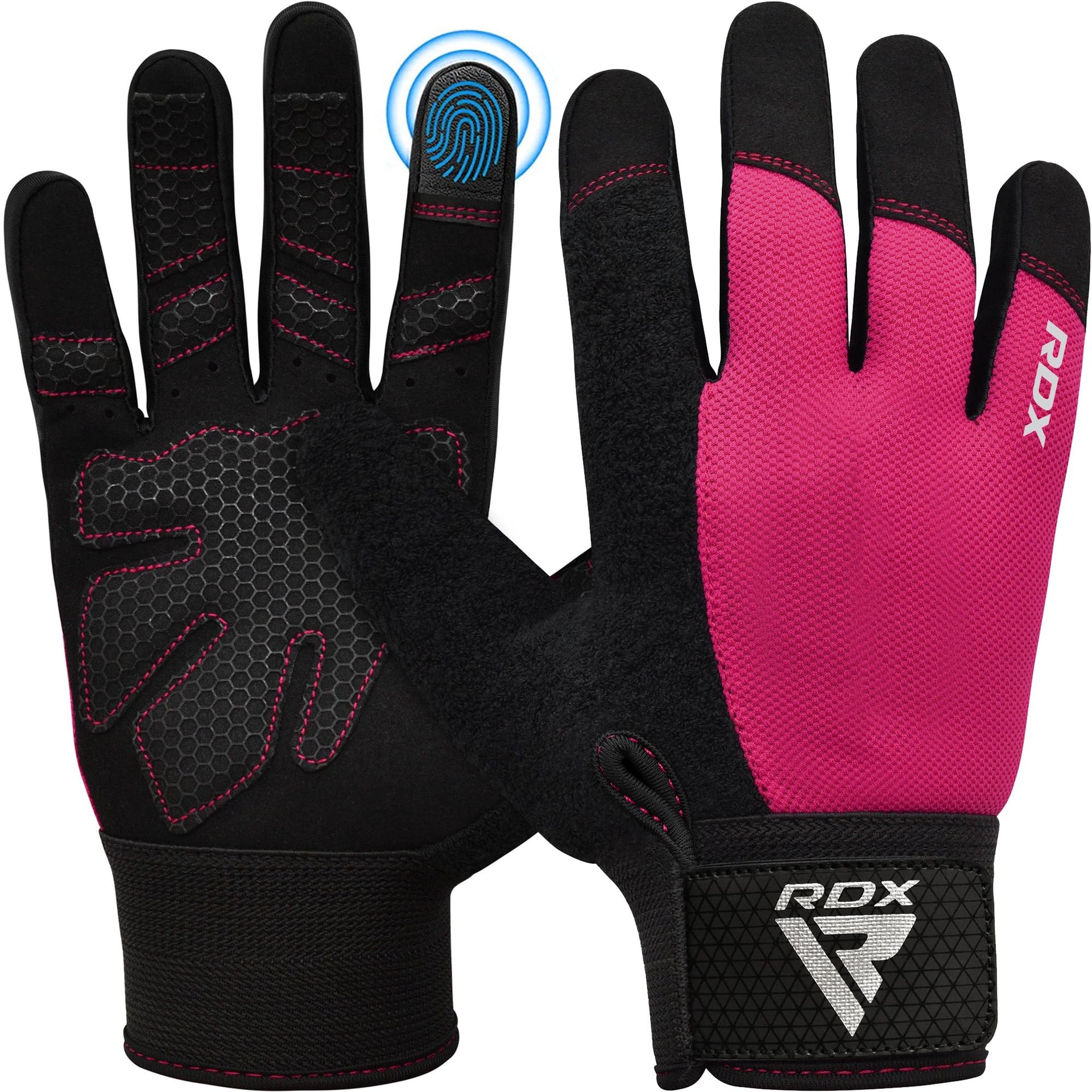 Guantes de Levantamiento de Pesas RDX, Pantalla Táctil Completa, Transpirables con Protección Acolchada Antideslizante en la Palma, Entrenamiento de Fuerza Fitness Powerlifting HIIT WOD, Hombres Mujeres Gimnasio en Casa Ciclismo