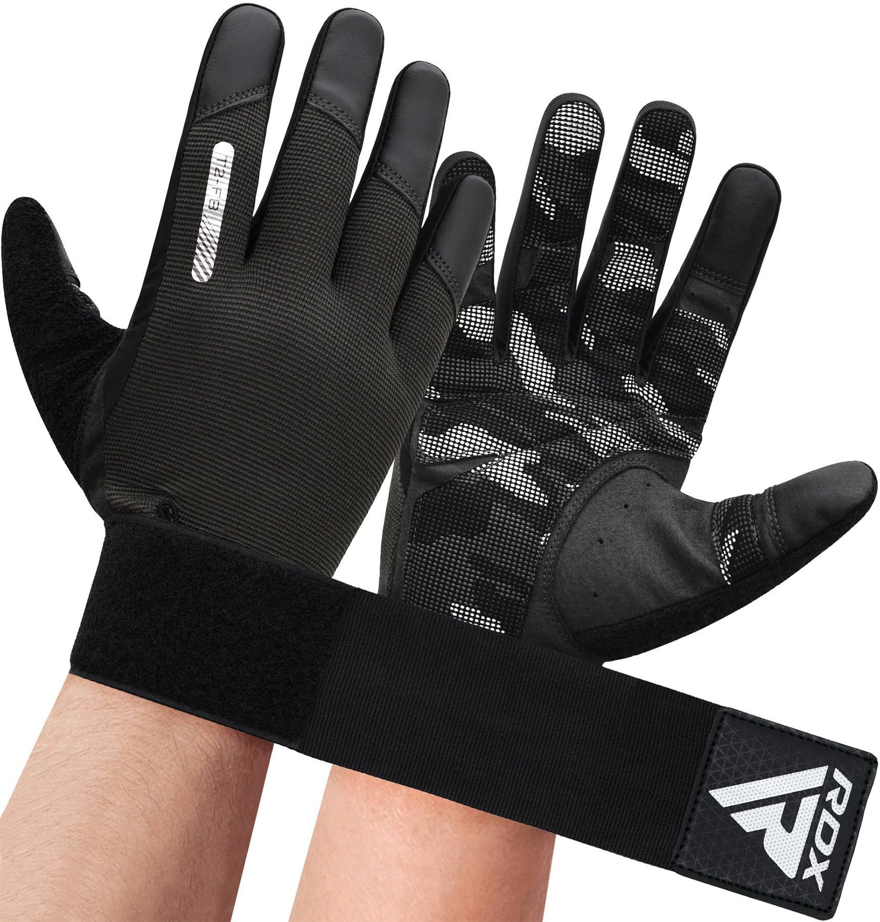 Guantes de Levantamiento de Pesas RDX con Soporte de Muñeca - Pantalla Táctil de Dedo Completo para Entrenamiento en el Gimnasio, Agarre Acolchado Antideslizante Transpirable, Hombres Mujeres Entrenamiento Fitness, Levantamiento Pesas Bodybuilding HIIT Ejercicio
