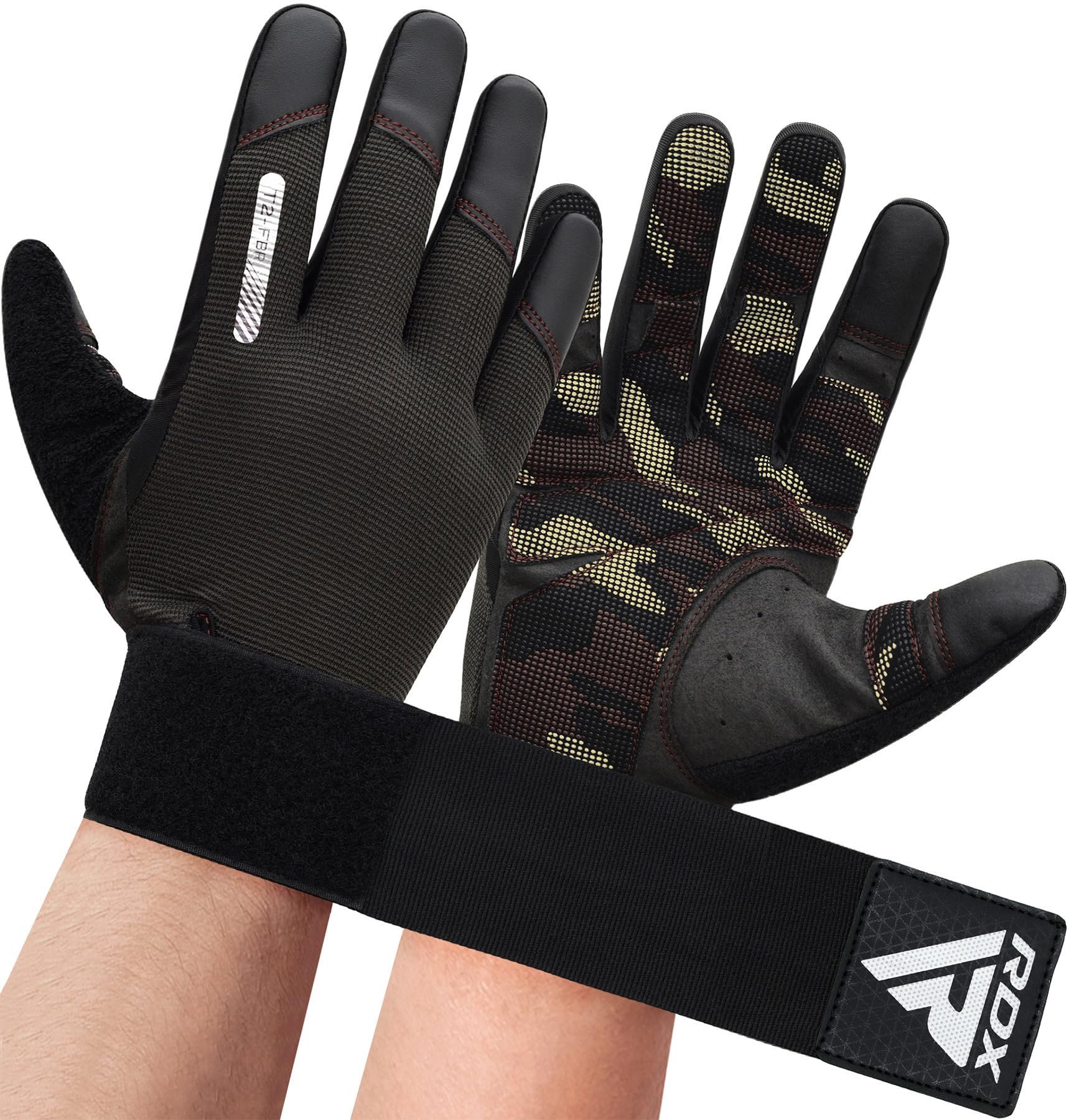 Guantes de Levantamiento de Pesas RDX con Soporte para Muñeca - Pantalla Táctil Dedo Completo Gimnasio Entrenamiento, Antideslizante Transpirable Agarre Acolchado, Hombres Mujeres Fitness, Levantamiento de Pesas