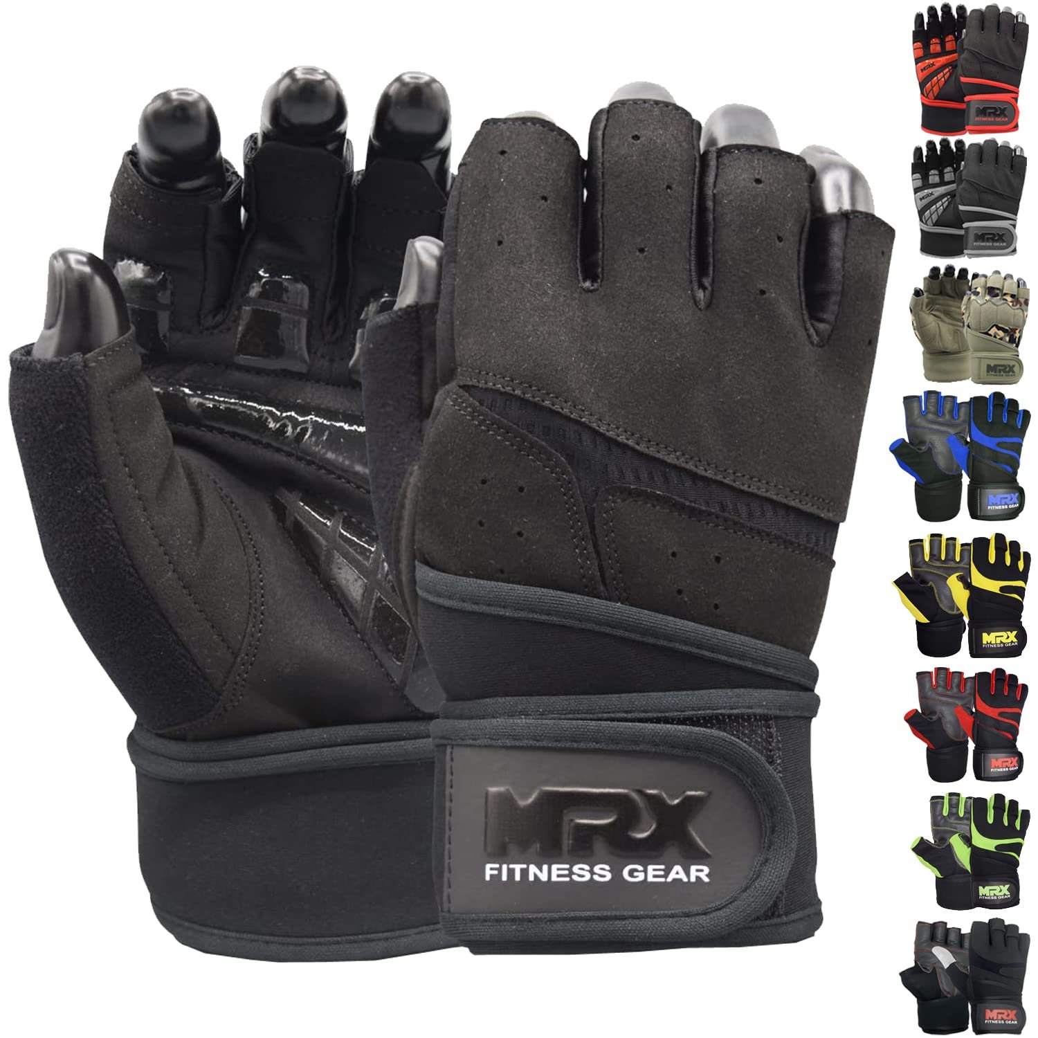 Guantes de Boxeo y Fitness de MRX para Hombres Entrenamiento Muñequeras Levantamiento Gimnasio Masculino | Accesorios Peso Ejercicio Powerlifting, Negro 2627