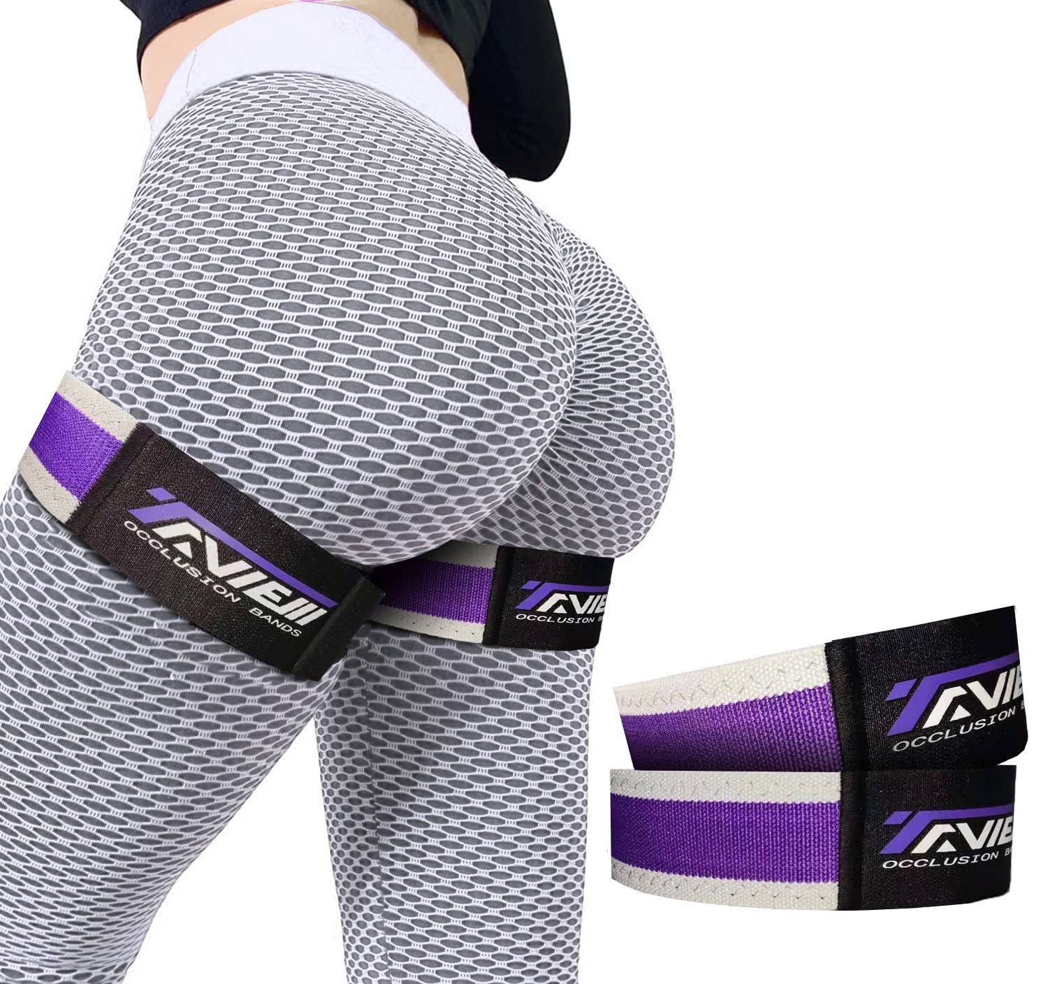 Bandas de Oclusión para Mujeres Glúteos y Cadera, Bandas de Restricción del Flujo Sanguíneo BFR, Conjunto de Bandas para Glúteos de Mejor Tela, Bandas de Resistencia para Ejercitar tu Trasero, Sentadilla, Muslo, Fitness, Morado/Gris