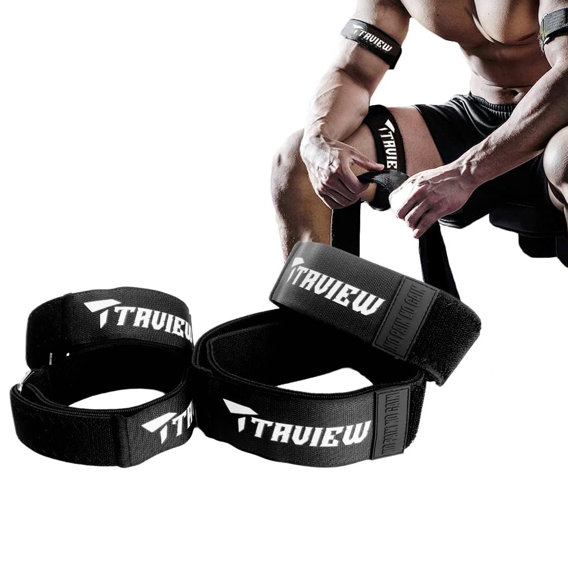 Banda de Oclusión TAVIEW, Paquete de 4 (2 Bandas para Brazos, 2 Bandas para Piernas), Bandas Elásticas Cómodas para Entrenamiento de Restricción del Flujo Sanguíneo y Rápido Crecimiento Muscular sin Levantar Pesas Pesadas, Negro