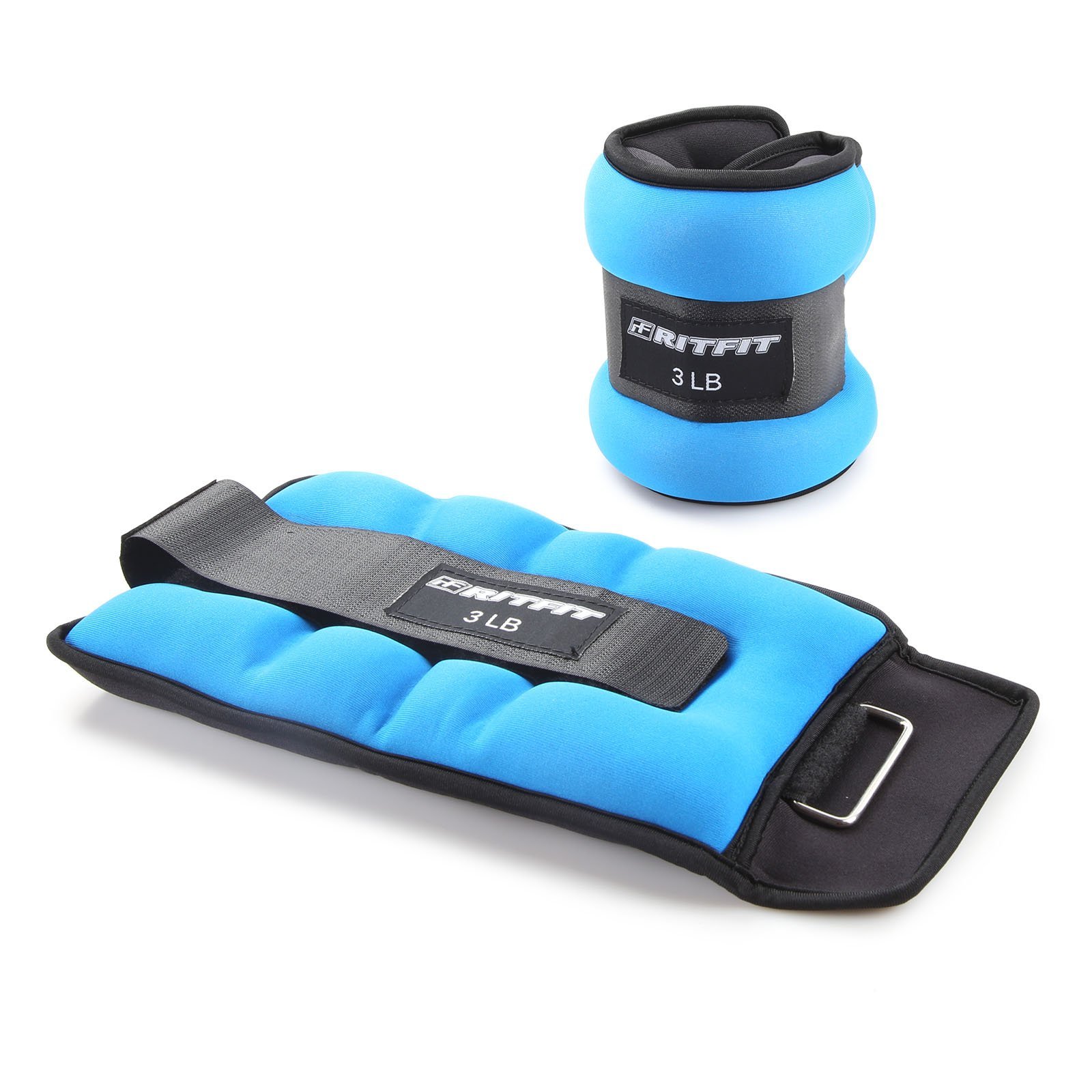 Pesas para Tobillo RitFit para Mujeres y Hombres (1 Par) (Azul - 3 lbs Cada Uno)