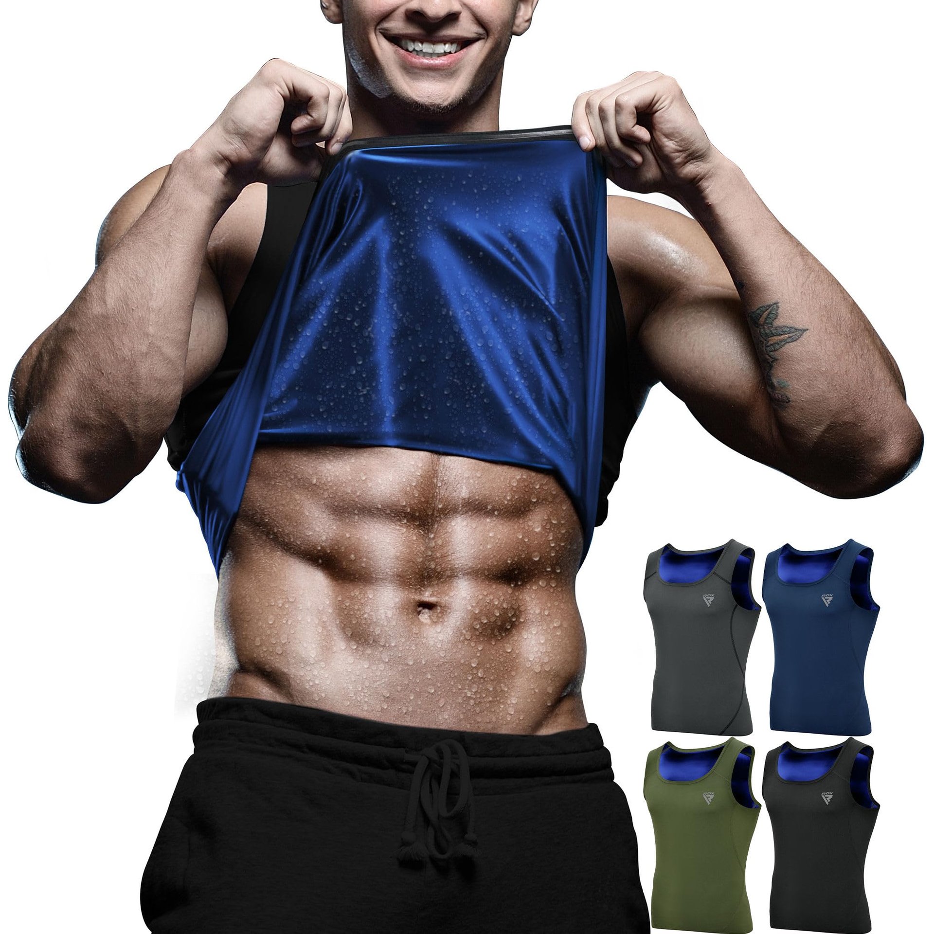 Chaleco Sauna para Hombres RDX, Camiseta de Entrenamiento con Sudor, Entrenador de Cintura, Corsé, Moldeador Corporal de Compresión con Cremallera y sin Costuras