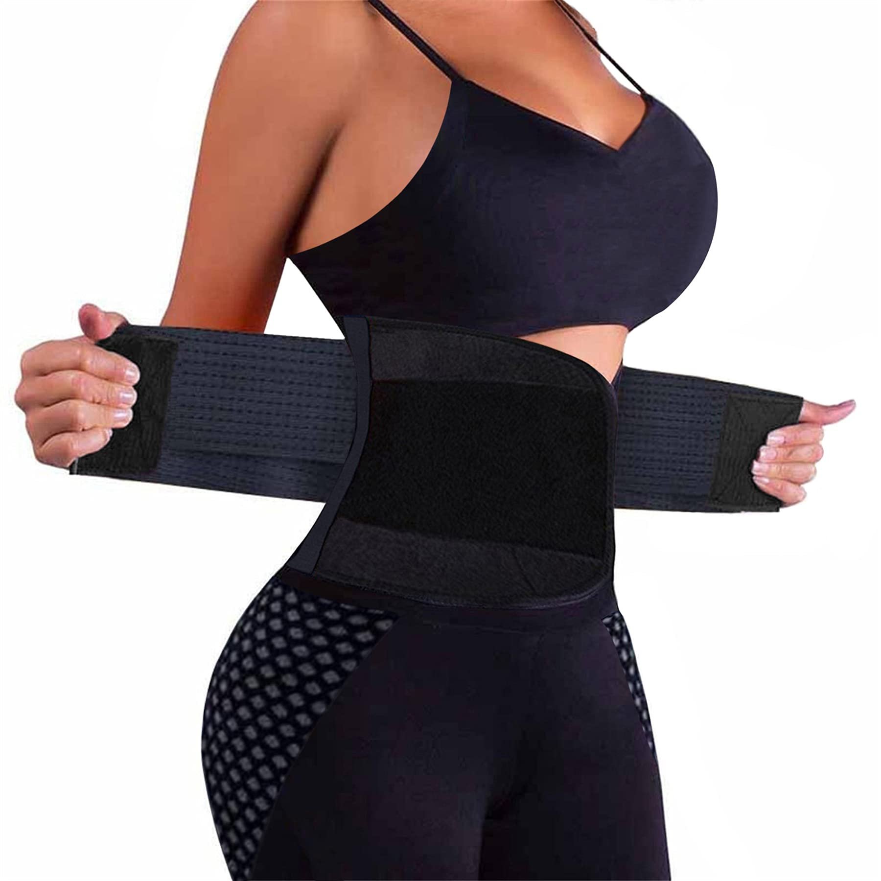Cinturón entrenador de cintura VENUZOR para mujeres - Faja modeladora de cintura - Cinturón reductor adelgazante - Cinturón de gimnasio deportivo (Actualizado)(Negro, XX-Large)