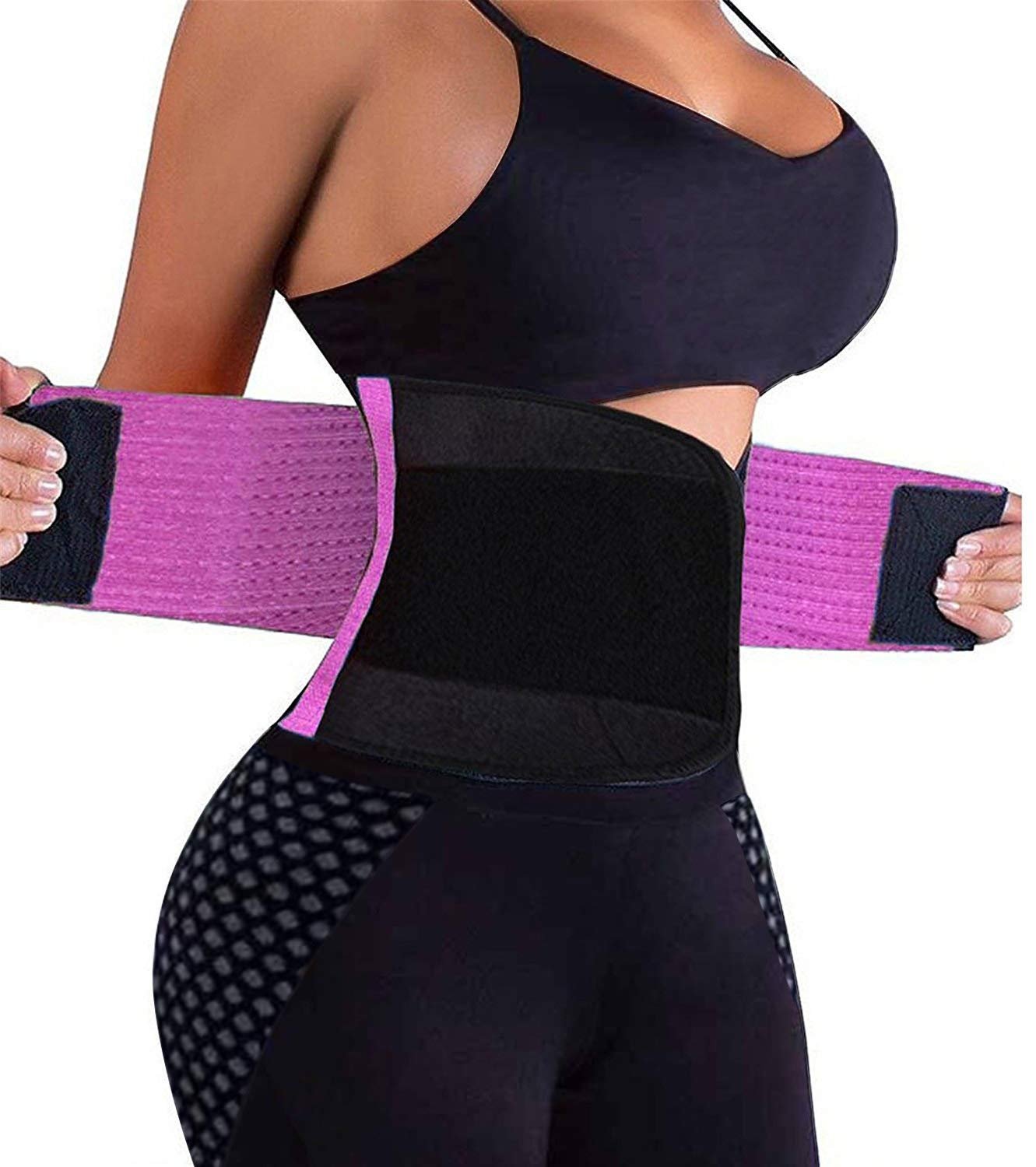 Faja Moldeadora KOOCHY para Mujer - Cinturón de Soporte Lumbar Envoltura de Sudor para Pérdida de Peso Entrenamiento Fitness Gimnasio Deportivo (Morado, L)
