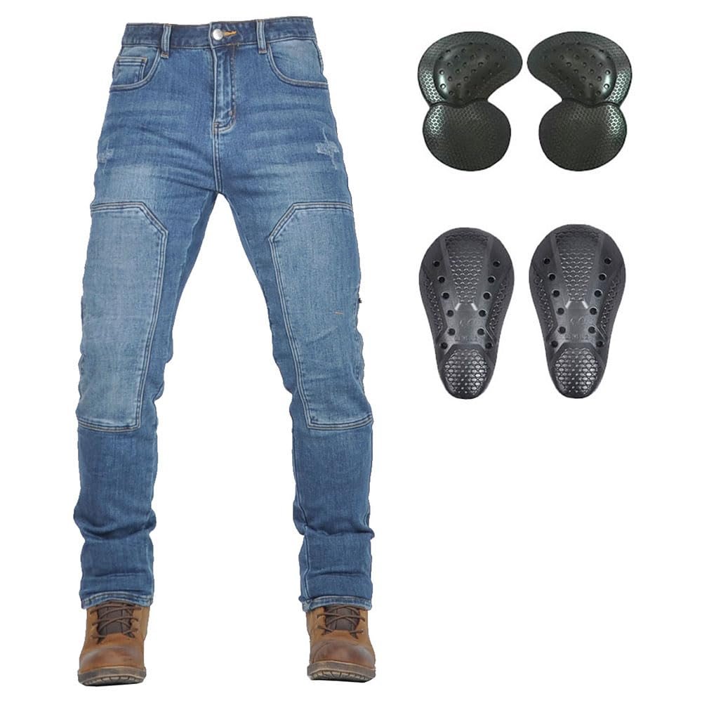 Pantalones Vaqueros de Moto para Hombre con Protecciones para Rodillas y Caderas Desmontables CE2