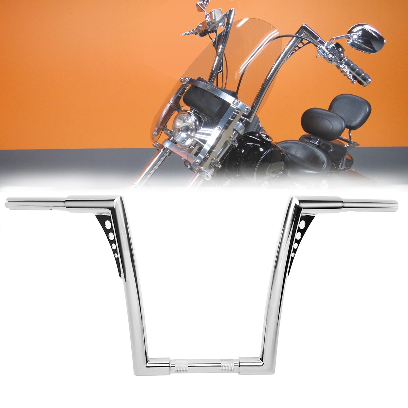 Manillar TIGERSGATE 12 Pulgadas Sportster Dyna Ape Hangers Softail 1.25 pulgadas Z-Bar para Harley 1995-Up Road King 1998-2013 Road Glide - Cromo