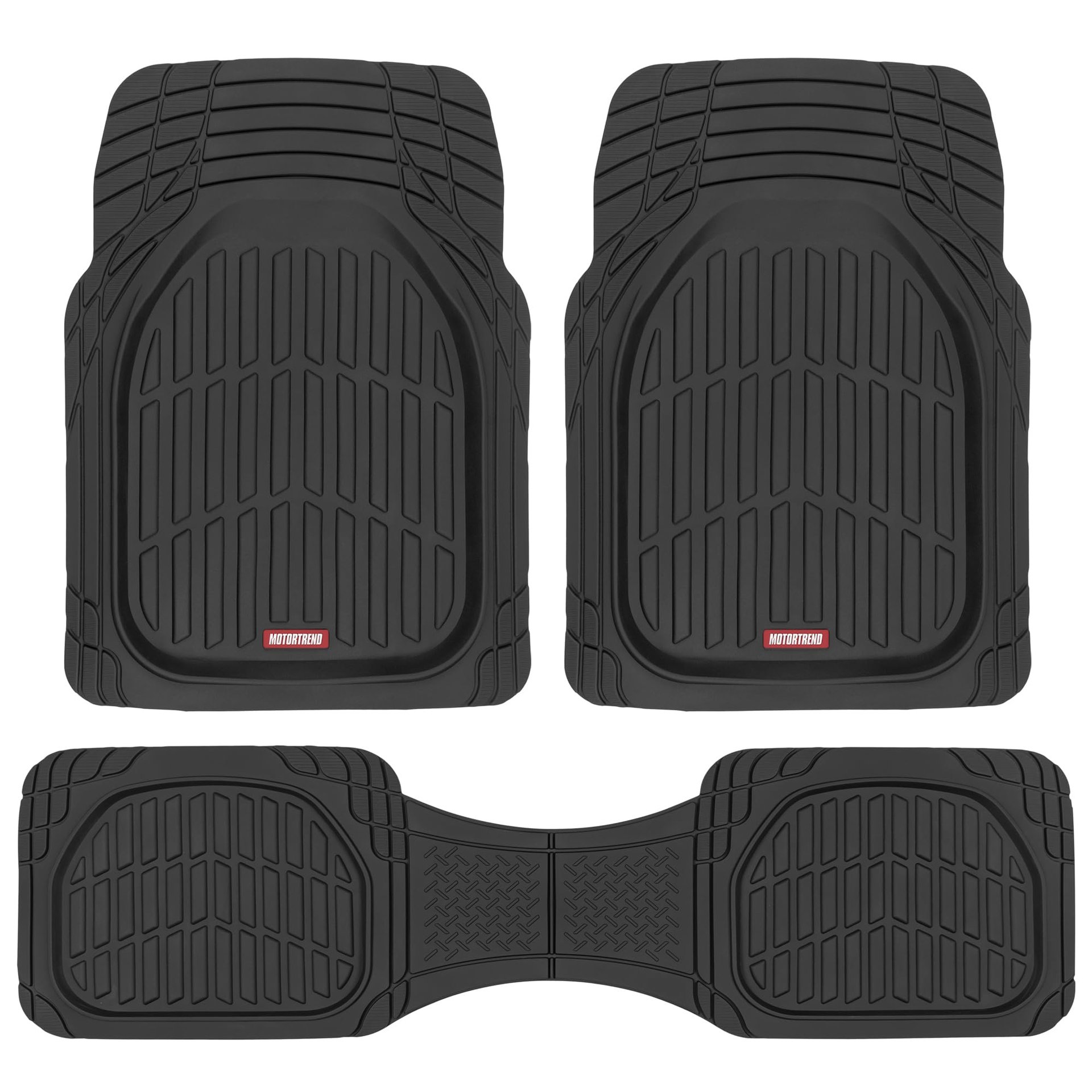 Tapetes para automóviles Motor Trend FlexTough, Negros, Resistentes a Todo Clima, Ajuste Universal, Accesorios Universales para Autos