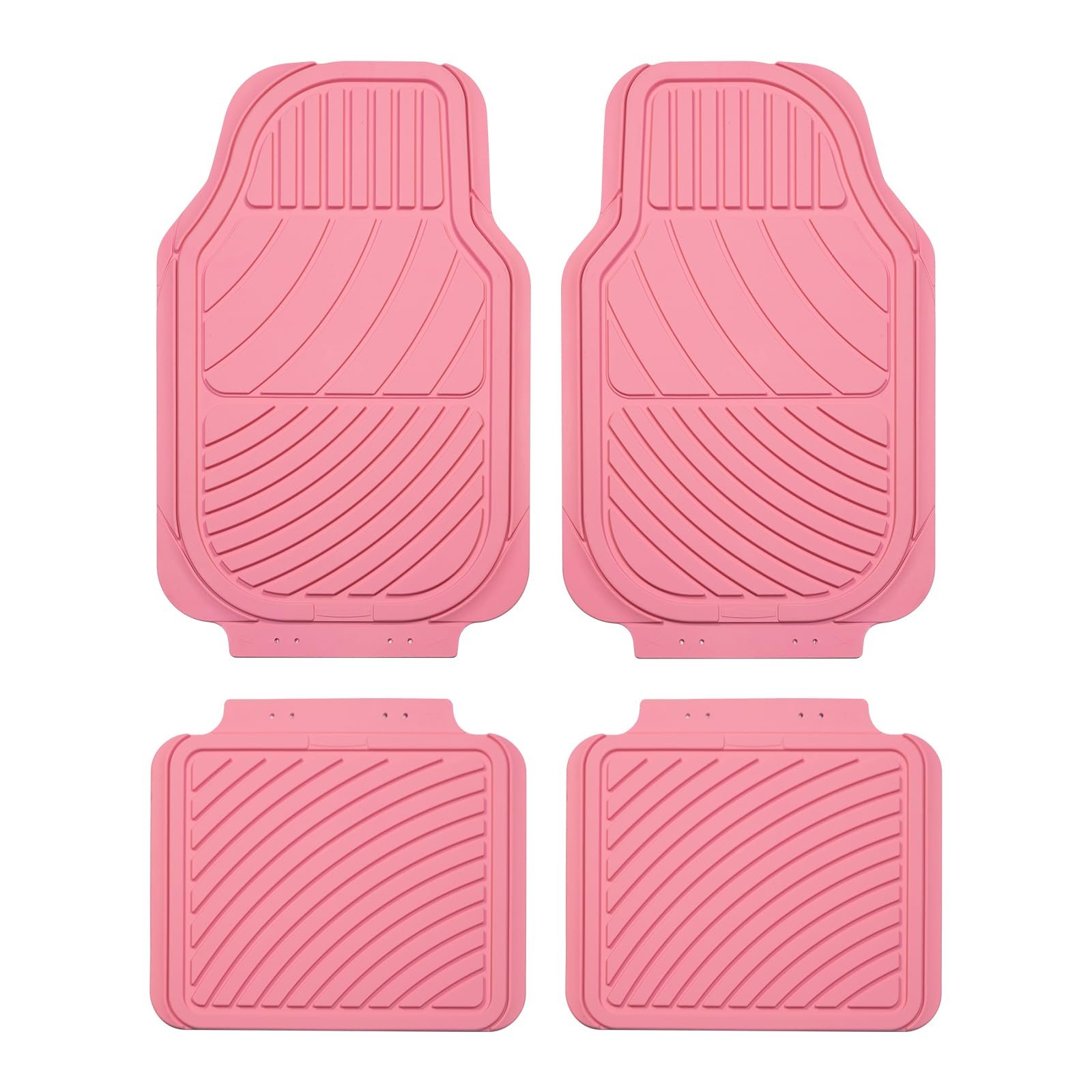 Tapetes de piso de goma para automóviles August Auto Heavy Duty, duraderos para todo clima, tapetes para autos rosados para mujeres, femeninos, tapetes impermeables universales para sedán, SUV, camionetas, juego de 4