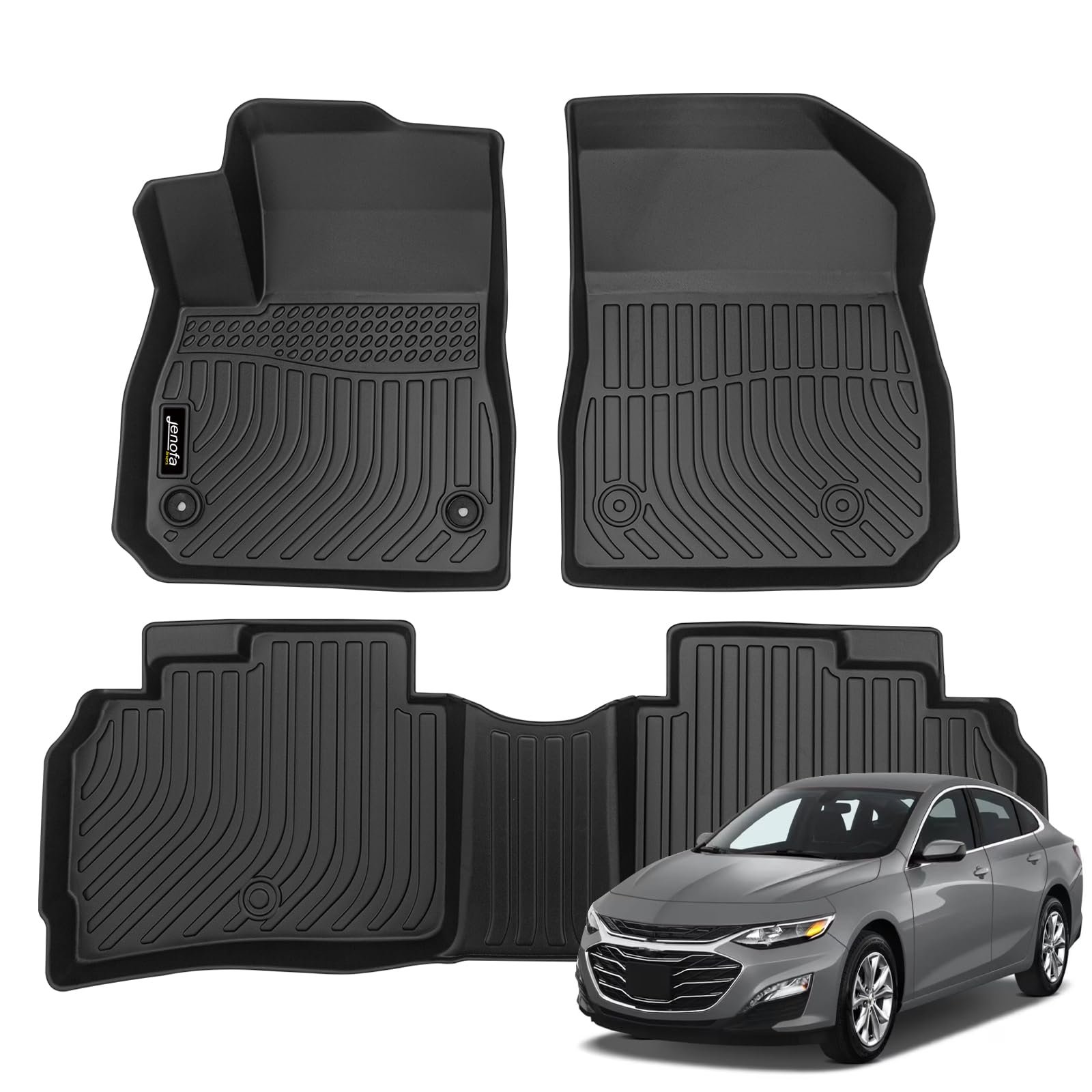 Tapetes para piso Jenofa para Chevy/Chevrolet Malibu 2016-2025 Tapete para automóvil resistente a todos los climas Ajuste personalizado 2024 Chevy Malibu Tapetes duraderos para piso Tapete para automóvil para Chevrolet Malibu Accesorios Negro