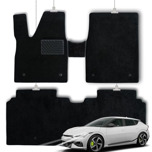 Tapetes de piso extra gruesos Nexrida para KIA EV6 2022-2024 2025, Tapetes antideslizantes, impermeables para todas las estaciones, Alfombras de espesor a prueba de sonido para accesorios interiores de automóviles 3PCS