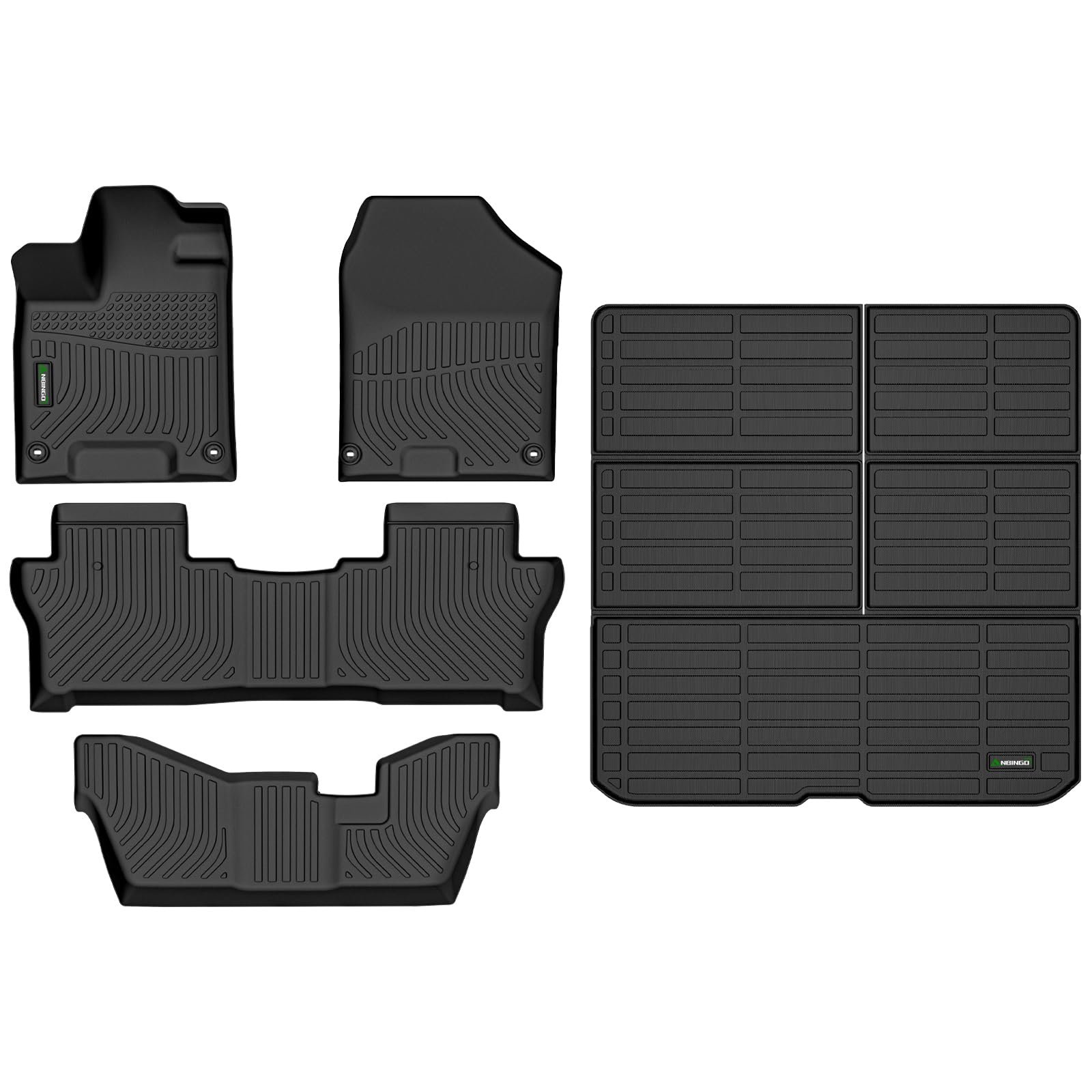 Tapetes para Piso ANBINGO para Honda Pilot 2016-2022 LX/EX/EX-L/Touring (Asiento de Banco / 8 Asientos) Tapetes Impermeables para Coche Todos los Tiempos Protector de Piso Delanteros y Traseros y 3ra Fila Juego Completo Negro