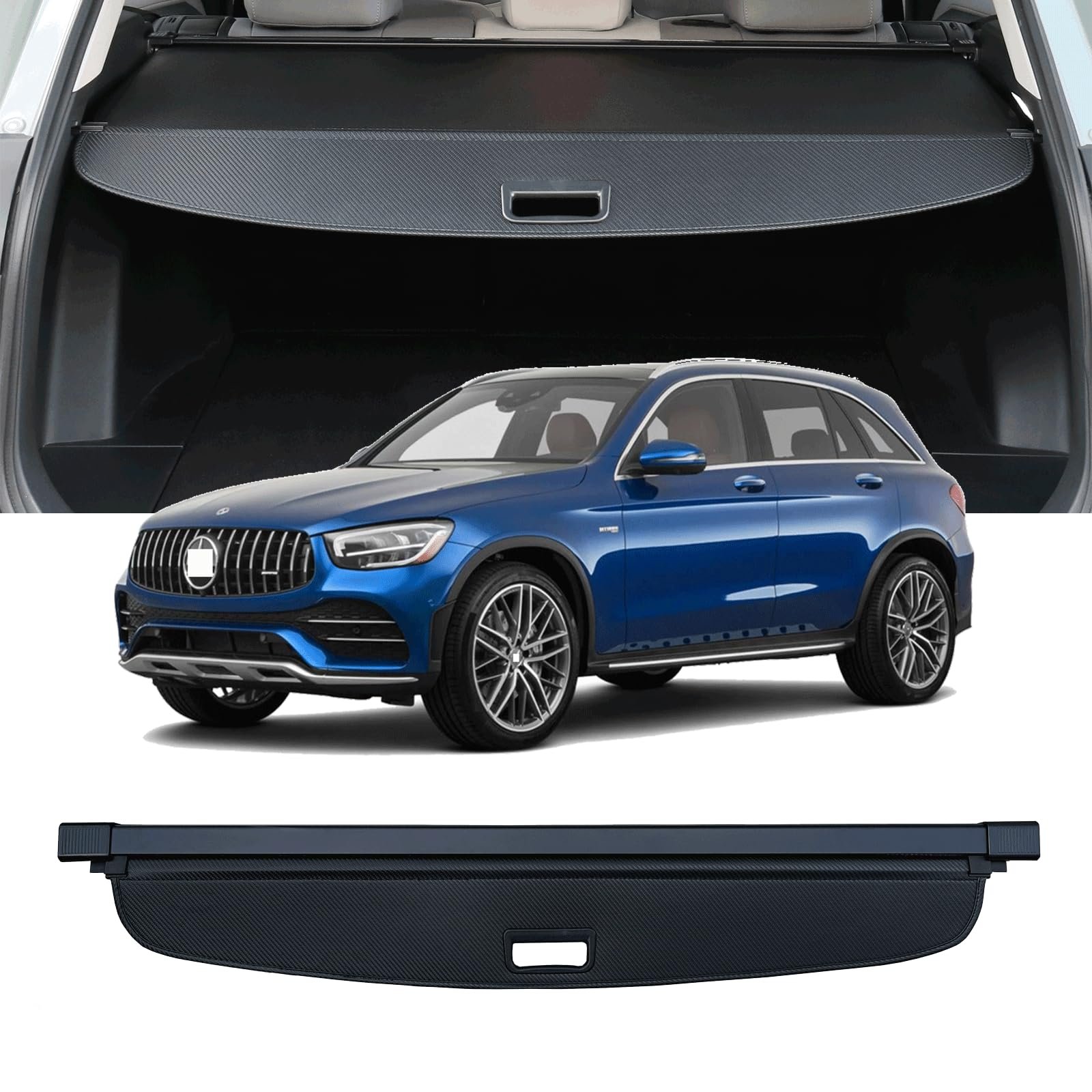 Cubierta de carga compatible con Mercedes-Benz GLC 2015-2022 GLC250 GLC300 GLC350 GLC43 GLC-Class AMG SUV Accesorios Cubierta de seguridad retráctil para maletero trasero blindaje Benz GLC Cargo Cover