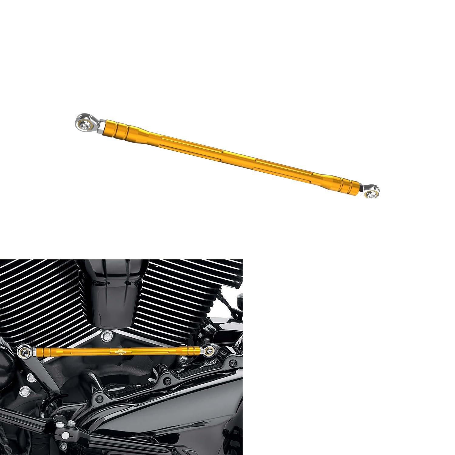 Varilla de enlace de embrague y cambio de aluminio CNC dorado PJMTCUSTOM para Harley Davidson FL Softail y modelos Touring (Dorado)