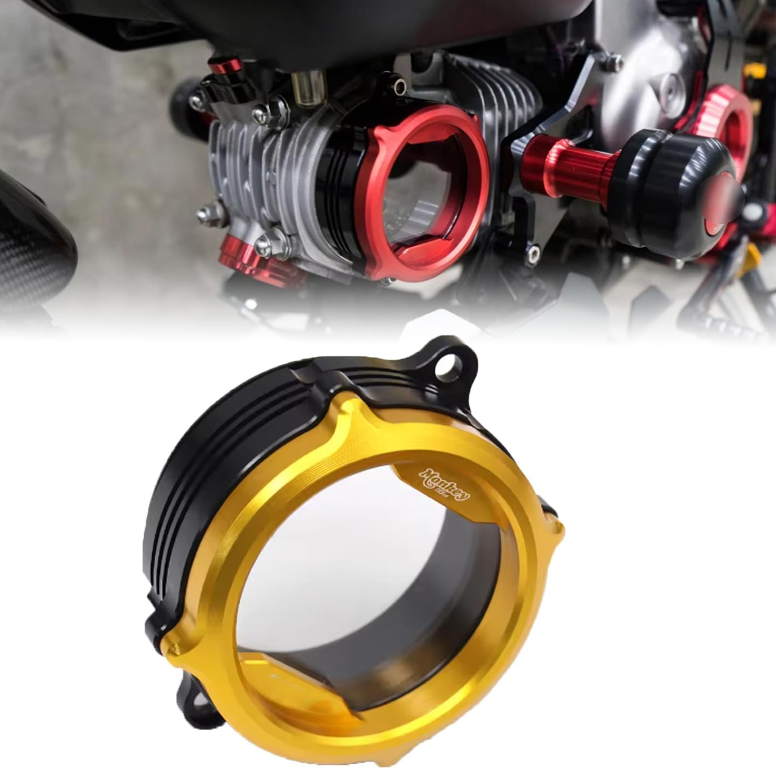 Cabezal de Cilindro de Aleación de Aluminio CNC para MONKEY125 Monkey125 2024 2023 2022 2021 2020-2018 Accesorios Cubierta de Enfriamiento de Tapa Lateral Transparente (Amarillo)