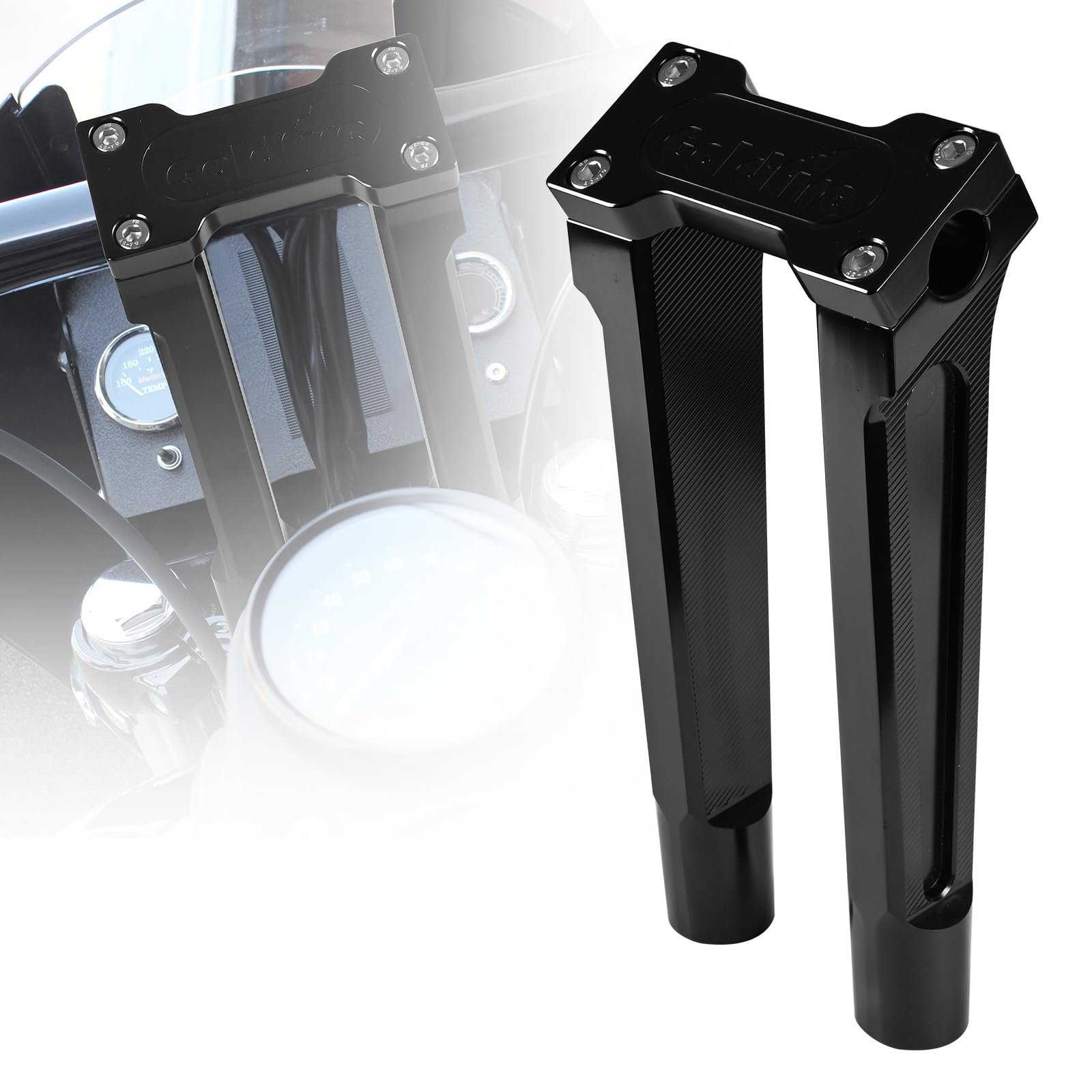 Sresk 1 pulgada Abrazadera Recta Redonda de Manillar de Motocicleta Elevadores de Altura 8 pulgadas Kit de Extensión de Manillar Compatible con Harley Dyna, Sportster, Low Rider, Street Bob (Negro)