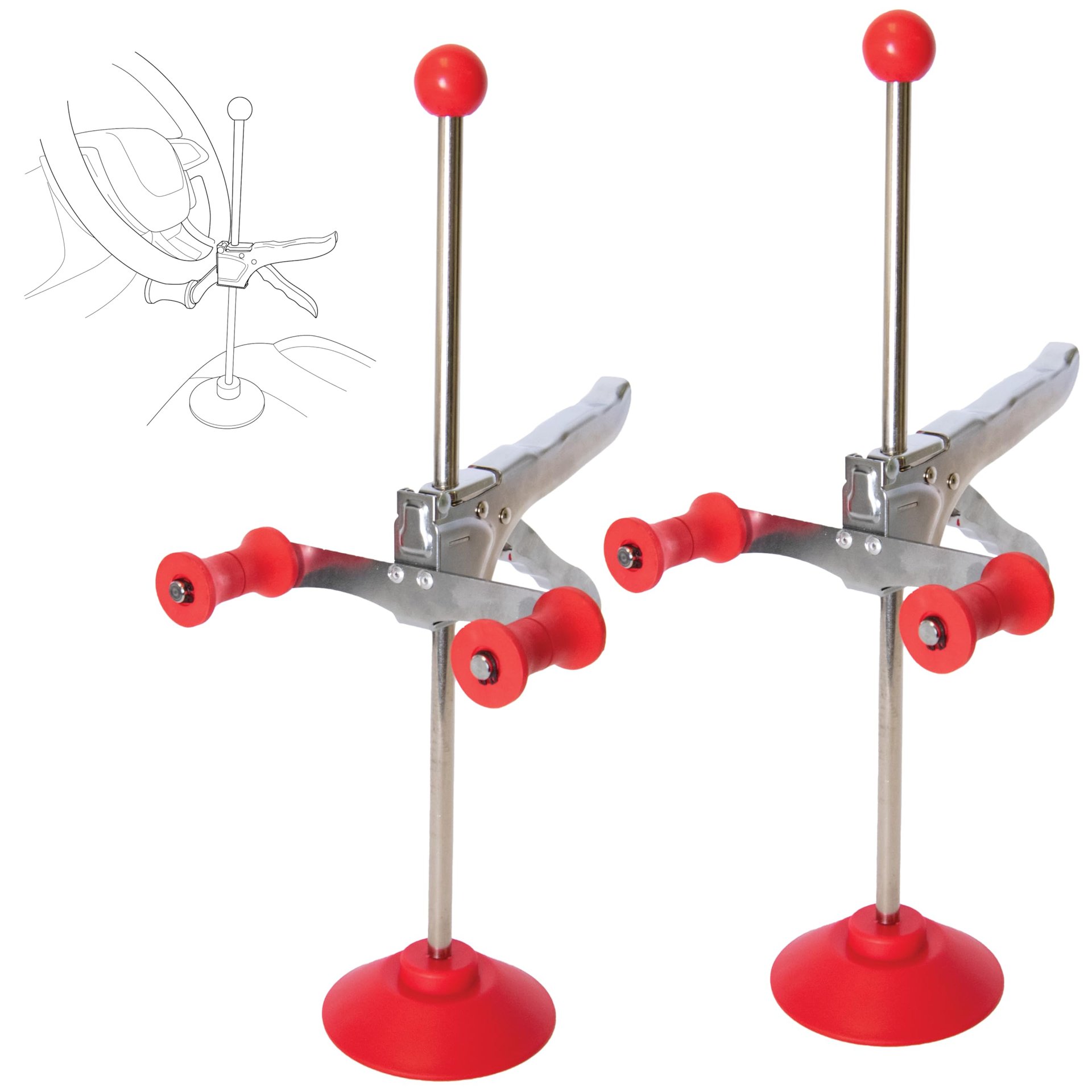 Bloqueo de Volante de Coche AUTOSOLO - Soporte de Volante de Coche Ajustable de 16.5" - Ajuste Universal para Coches y Camiones (2 Sets)