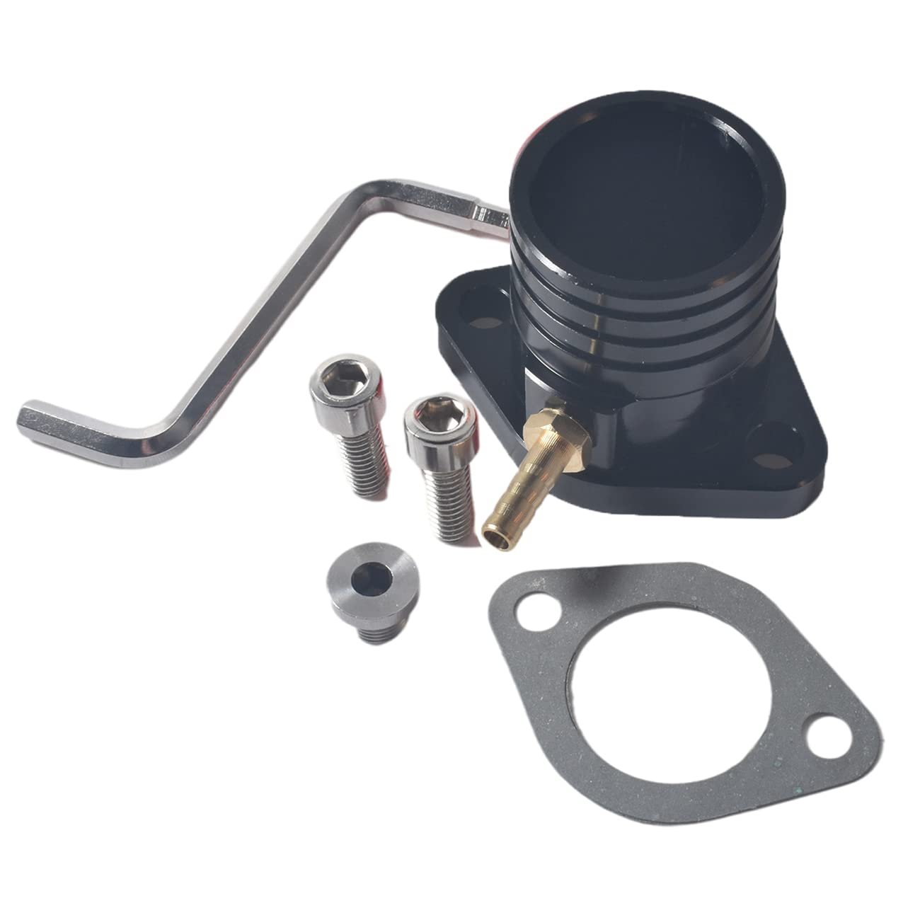 Tubo de admisión de rendimiento negro SJVLXHI con junta de colector tornillo de ajuste de pulso para Predator 420cc Go Kart y Mini Motos, para Honda GX270, GX390, para carburador VM34