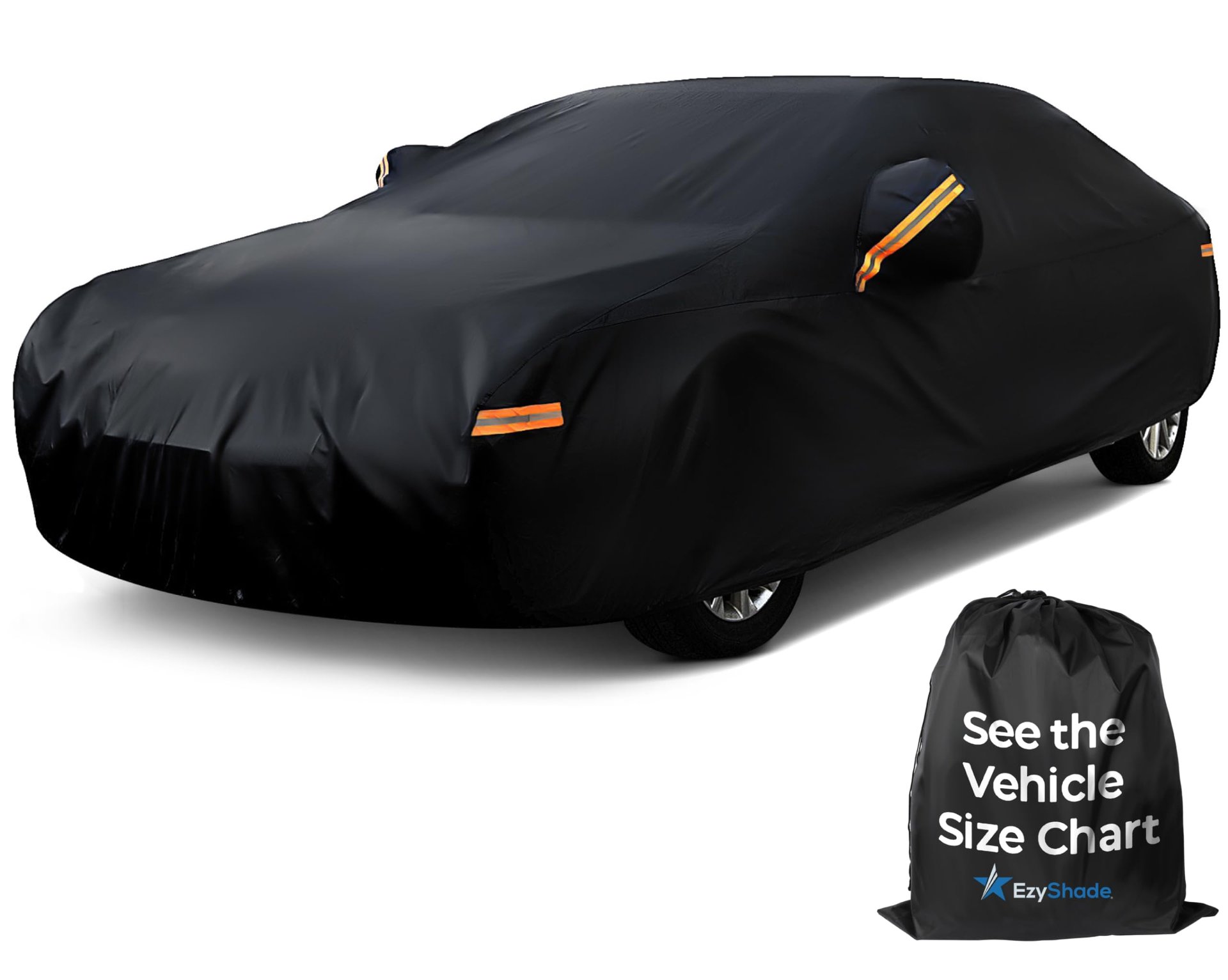 Cubierta para Auto EzyShade de 10 Capas Impermeable Todo Clima. Consulta la Tabla de Tallas de Vehículos para un Ajuste Preciso. Cubiertas Exteriores Completas para Automóviles Sedán Hatchback. Lluvia Sol Nieve. Color Negro, Talla A6 (Ver Tabla de Tallas)