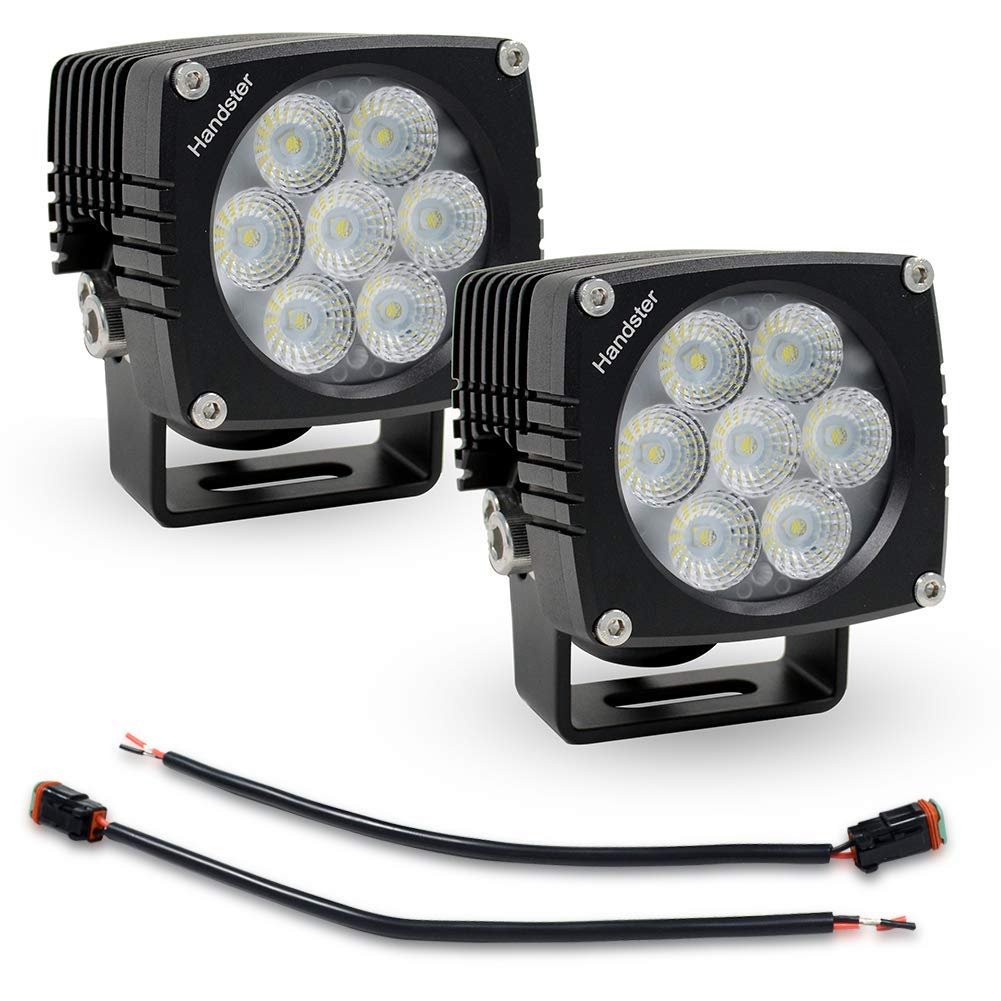 Handster Cool White LED Pod Light 3inch Cube Flood Driving Lamp - Juego de 2 para Motocicletas Todo Terreno Camiones Pesados y Marino