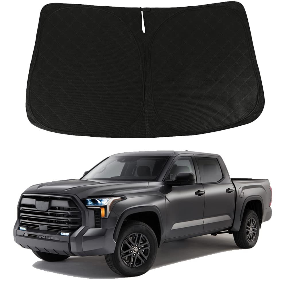 D-Lumina Parasol para Parabrisas - Compatible con Toyota Tundra (Limited, SR5, Platinum, TRD Pro) 2022 2023 2024 2025 - Actualizado a 3 Capas Material 240T, Protector Plegable para Parabrisas Delantero