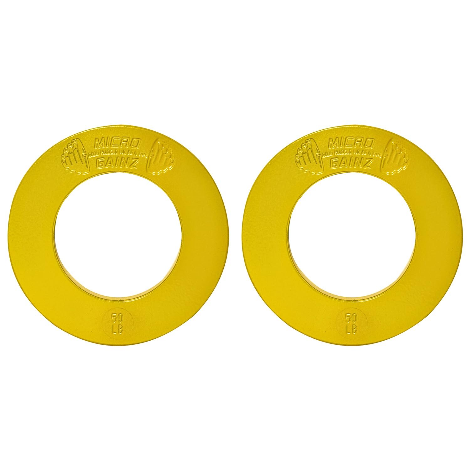 Micro Gainz Juego de Placas de Peso Fraccional Calibradas Multicolor de 2 Piezas, Elige Set (.25LB-1LB), Diseñadas para Pesas de Barra Olímpica para Entrenamiento de Fuerza, Hechas en EE. UU. (Amarillo .50 lb)