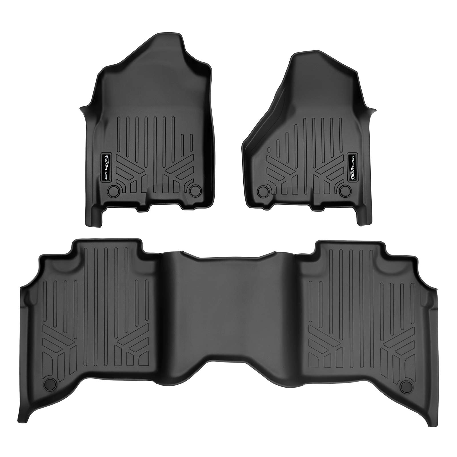 Tapetes para piso MAXLINER a medida, juego de 2 filas, color negro, compatible con Ram 2500 Crew Cab 2019-2022 con asientos delanteros tipo cubo de la 1ª fila