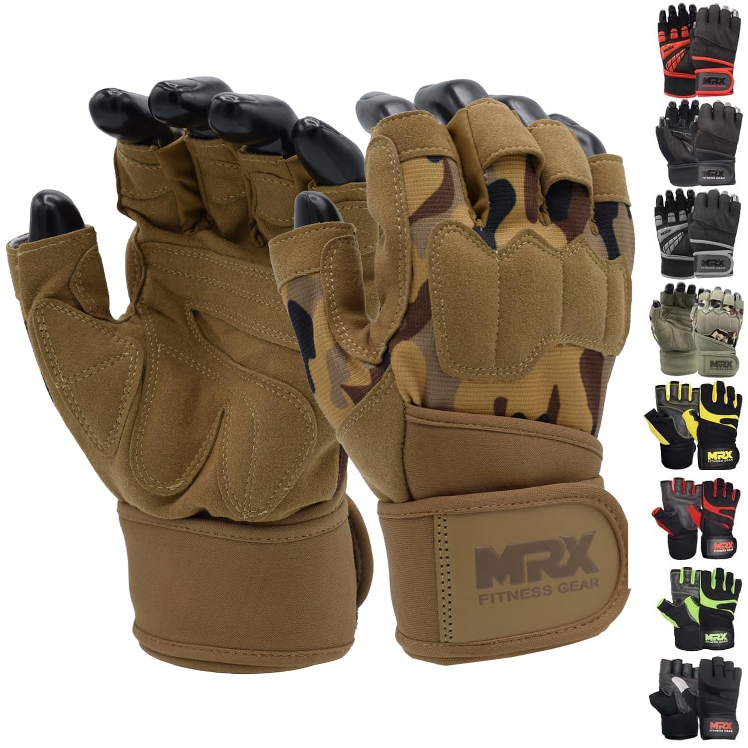 Guantes de levantamiento de pesas MRX para hombre Guantes de entrenamiento para hombres Soporte de muñeca Guantes de levantamiento para hombres Guantes de gimnasio | Accesorios de entrenamiento para hombres Guantes de levantamiento de pesas Gimnasio sin dedos para ejercicios de gimnasio para levantamiento de pesas