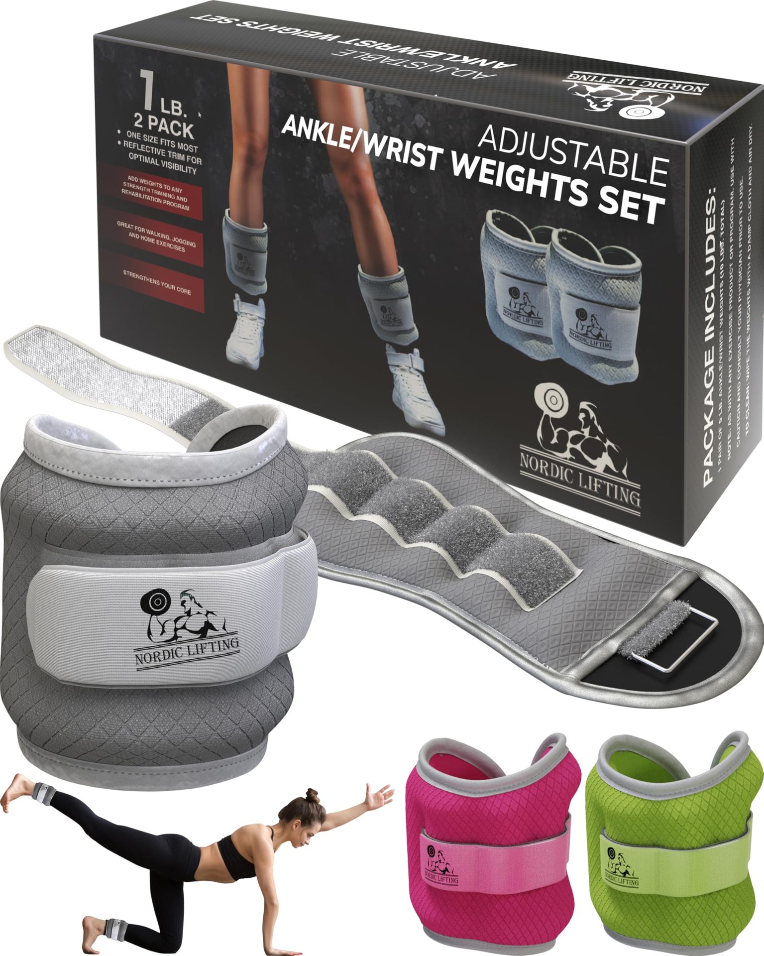 Pesas para Tobillo/Muñeca (1 Par) para Mujeres, Hombres y Niños - Peso Totalmente Ajustable para Brazo, Mano y Pierna - Ideal para Caminar, Trotar, Gimnasia, Aeróbicos