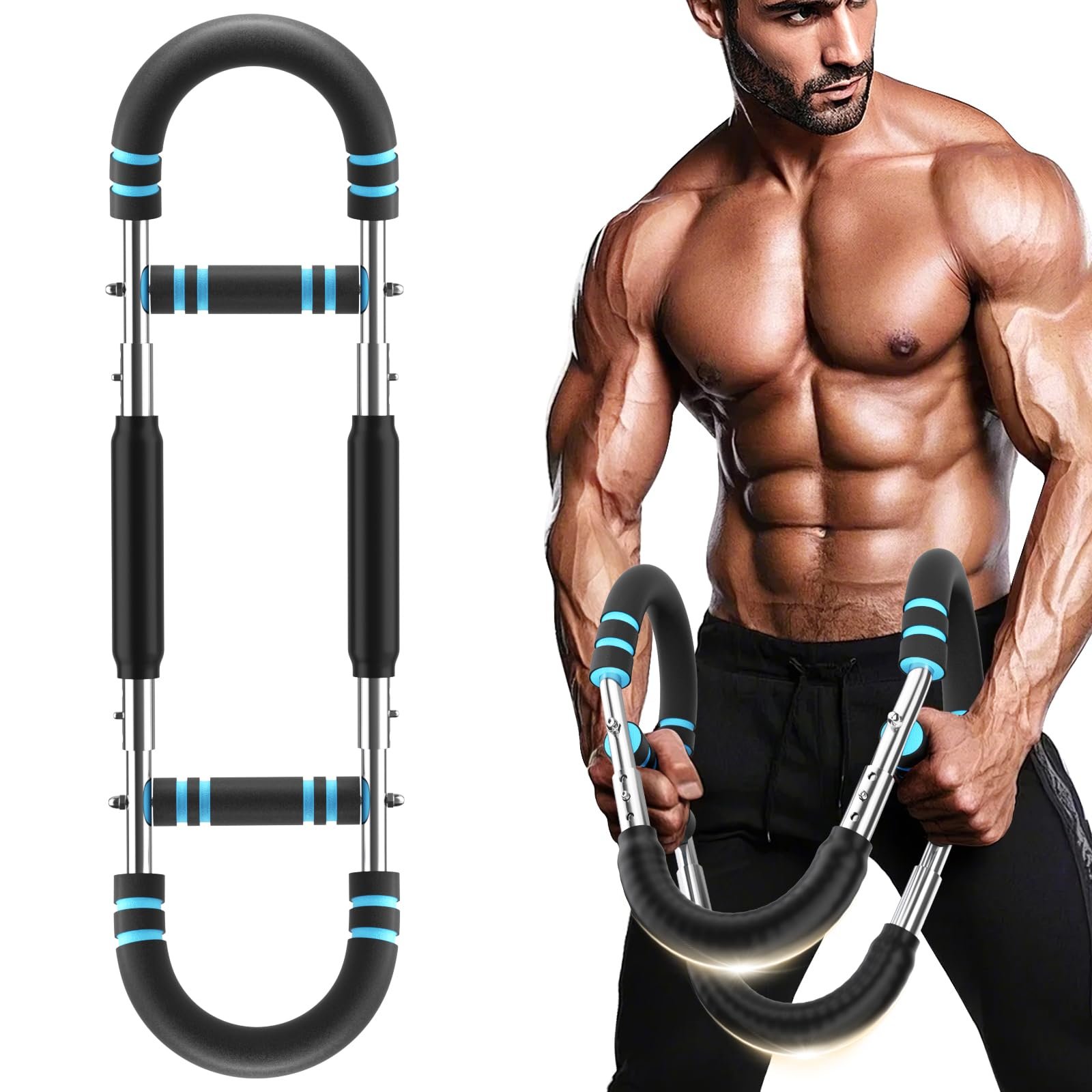 Twister Arm Exerciser, 66-110lbs 3 Niveles de Ajuste Equipo de Ejercicio de Pecho, Entrenador de Brazos para Hombres, Ejercitador de Pecho Portátil, Dispositivo de Fitness Muscular con Clip de Pecho, Regalo para Principiantes en Fitness (A-66-110lbs)