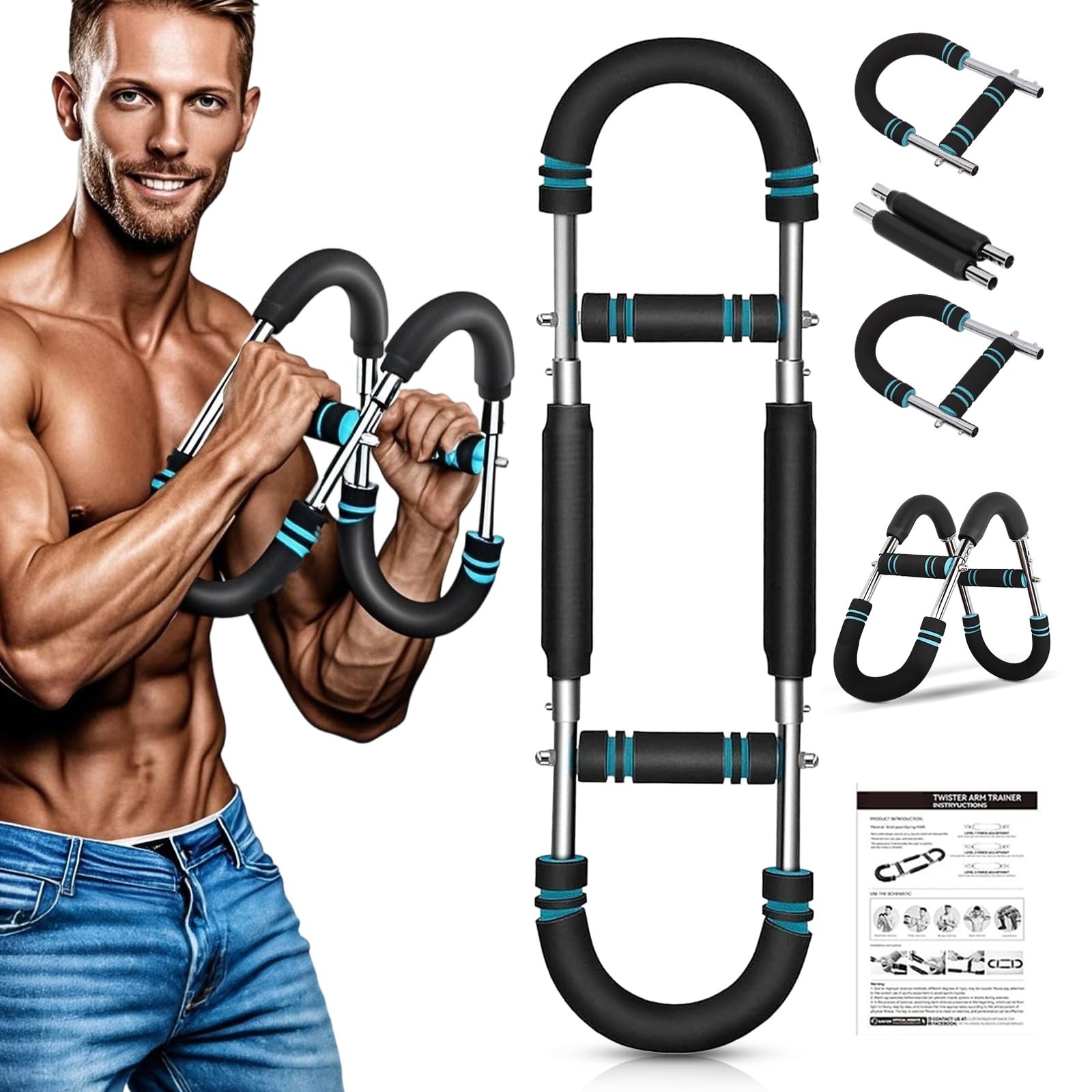 Twister Arm Trainer, Equipo de Entrenamiento de Pecho Ajustable Shaker Twister Arm Trainer para Hombres Mujeres, Clip de Pecho Potente Muscular con Diseño Desmontable (60-90lb & 80-110lb, Verde)