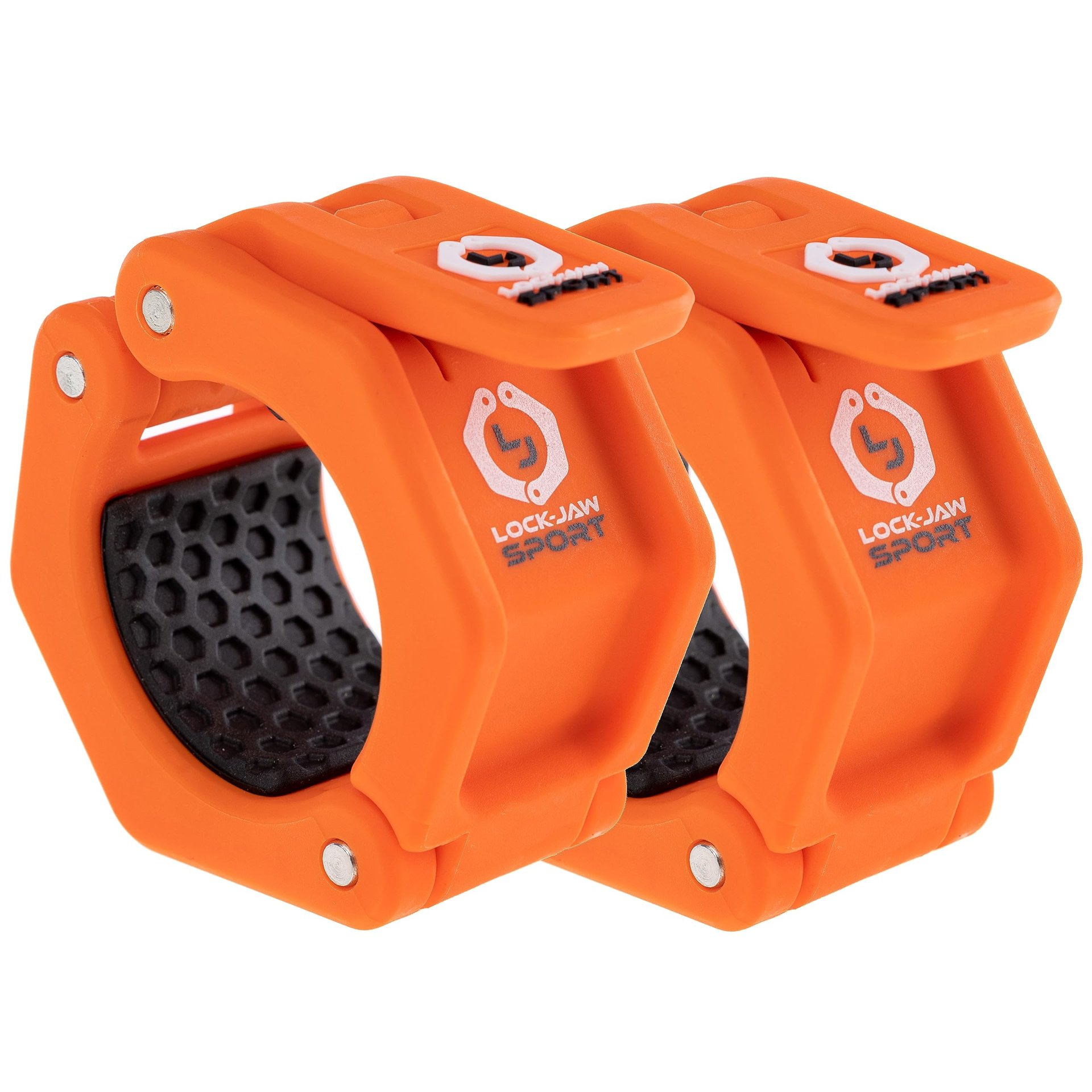 Lock-Jaw Sport Olympic Barbell Collar - Abrazadera de liberación rápida para barra de pesas (Naranja)