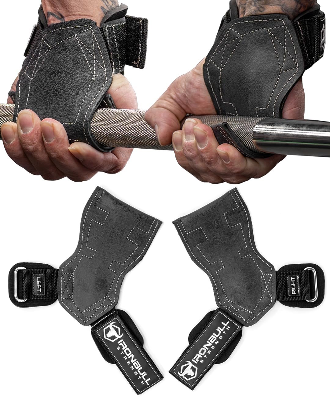 Agarres de Levantamiento de Pesas con Correas para Levantamiento de Pesas - Ganchos de Correas de Levantamiento Soporte de Muñeca - Guantes de Entrenamiento, Vendajes de Muñeca para Levantamiento de Pesas, Correas de Gimnasio, Correas de Peso Muerto (Mediano, Negro/Blanco)