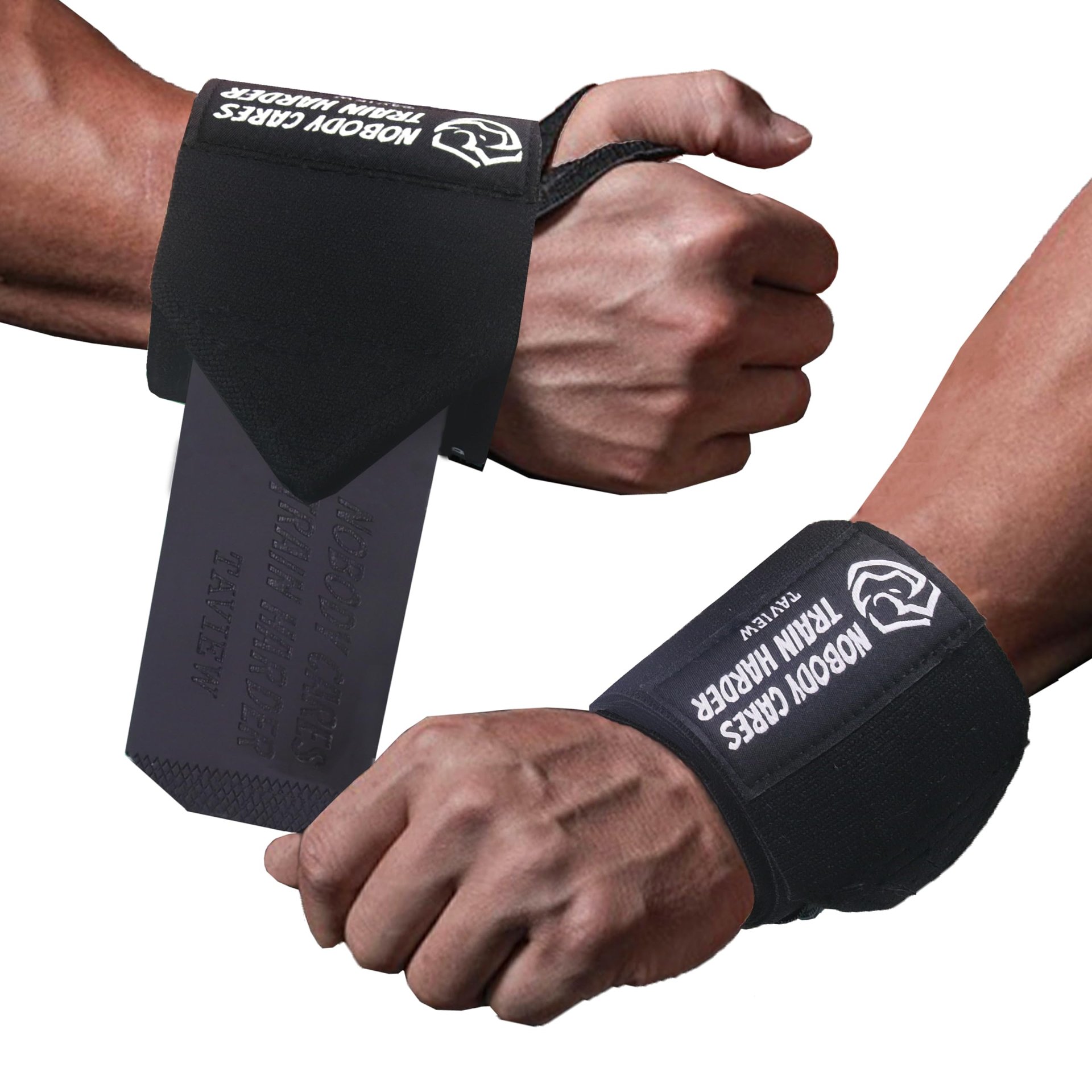 Wrist Wraps Weightlifting con Heavy Duty Thumb Loop, Powerlifting, Cross Training, Bodybuilding .22� Grado Profesional para Entrenamiento de Gimnasio, Hombres y Mujeres Levantamiento de Pesas y Entrenamiento de Fuerza (Negro 2.0)