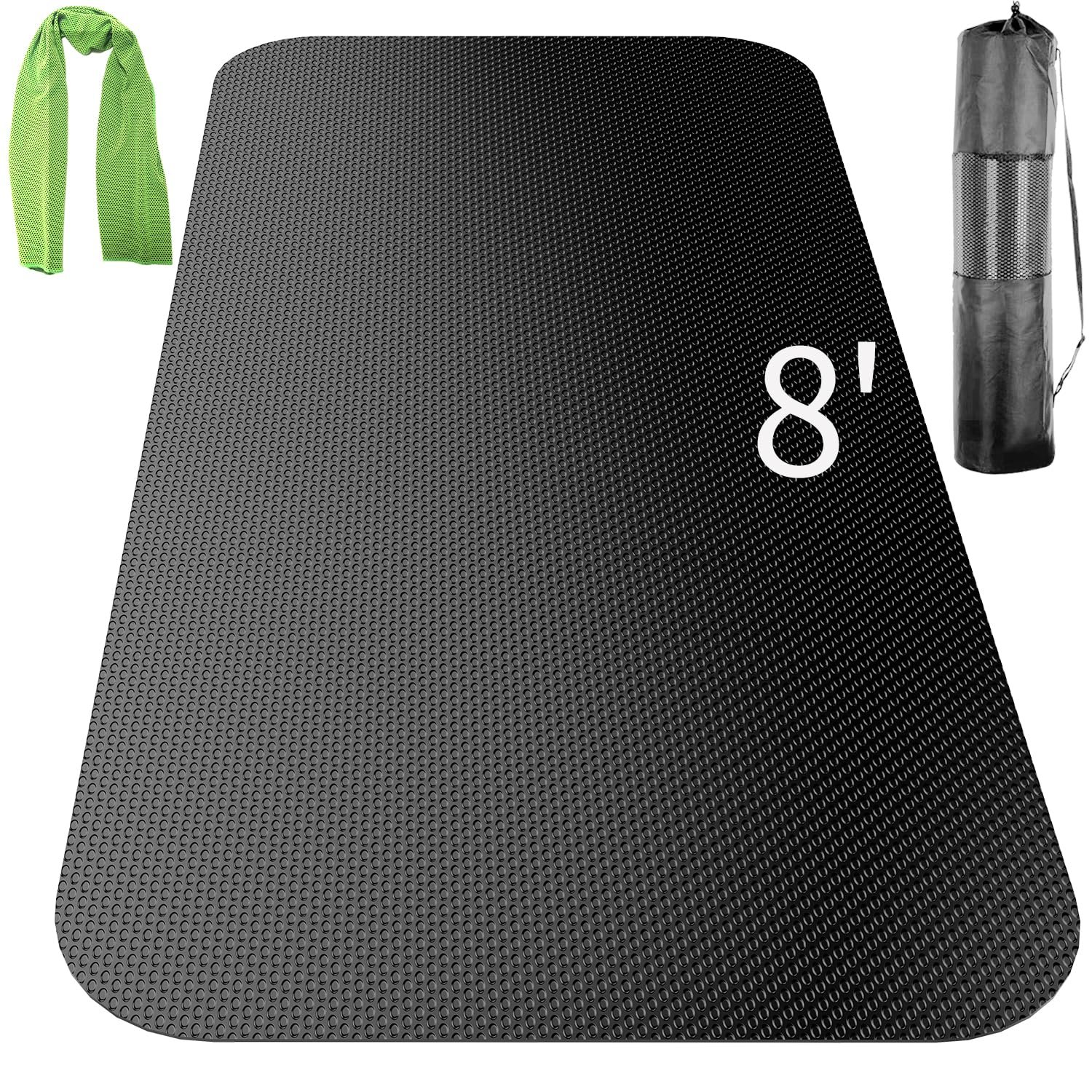 Tapete grande de gimnasio y entrenamiento 96" x 32" para cinta de correr, bicicleta de ejercicio y yoga en casa, levantamiento de pesas y cardio, tapete de goma para fitness y suelo
