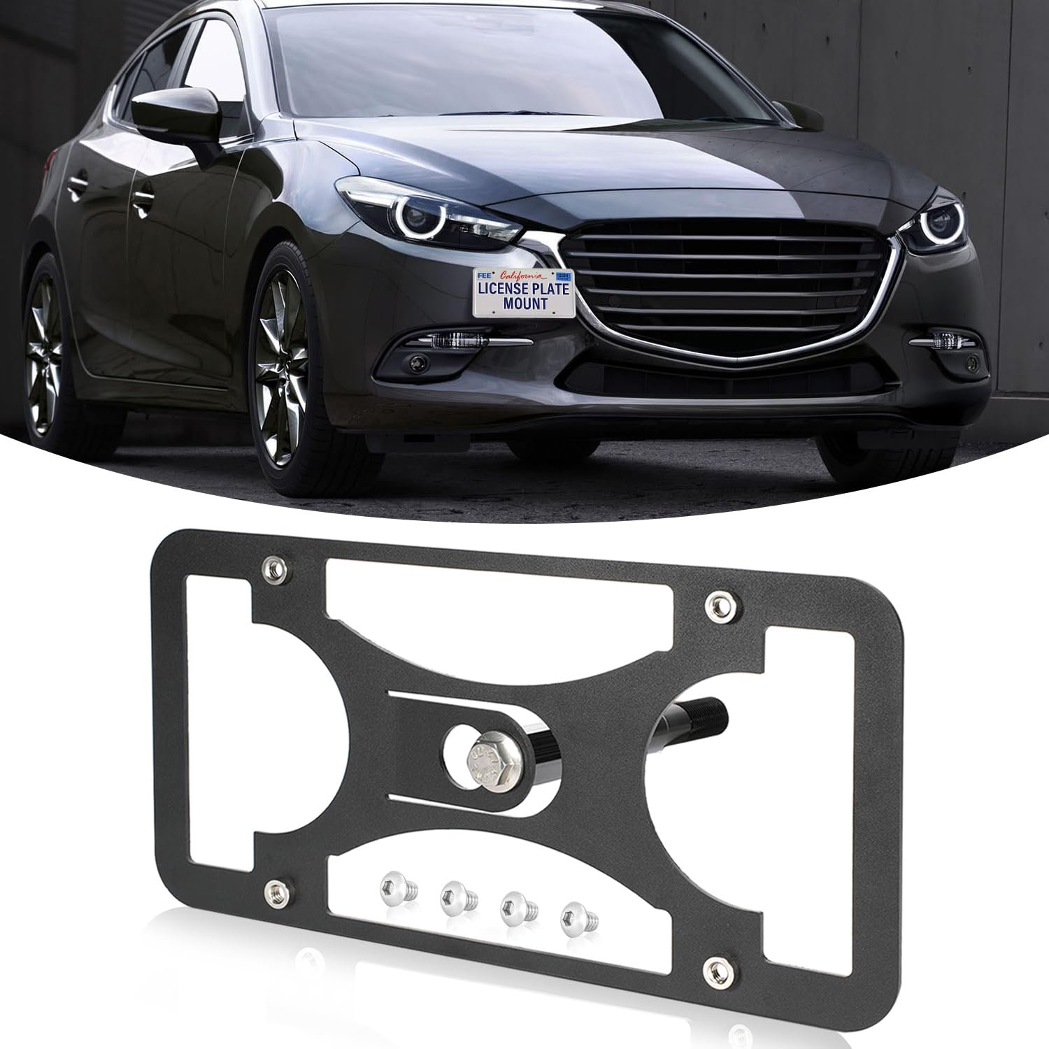 Soporte de placa frontal - Montaje en parachoques, Soporte de placa delantera sin perforaciones para automóvil Fit for Mazda 3 2019-2025 - Se instala en segundos