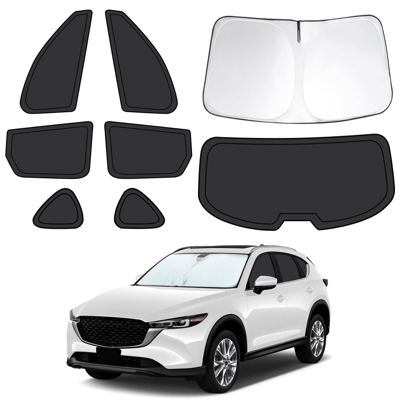 8pcs Car Window Shades para Mazda CX-5 2017-2025, Cubiertas para ventanas de automóviles completas para privacidad, Parasoles para CX-5 Parabrisas delantero trasero Ventanas laterales para bloquear los rayos UV y proteger la privacidad