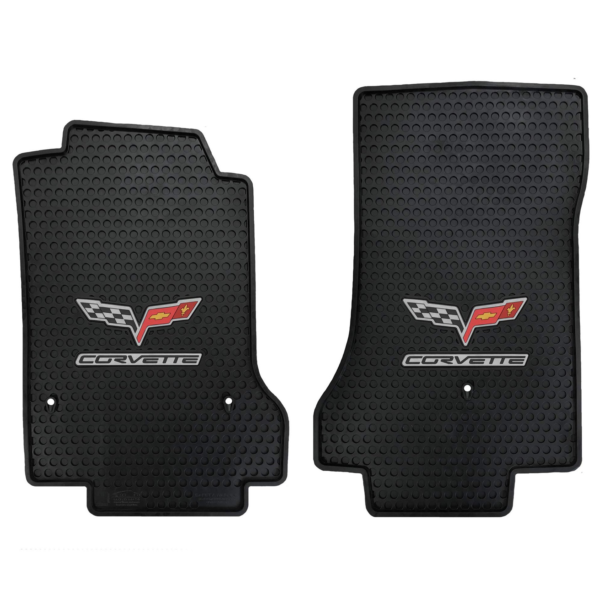 Tapetes de piso de goma para todo clima a medida para Corvette C6 2007.5-2013 (Cierre de gancho) (2 piezas - Delanteros, Negro)