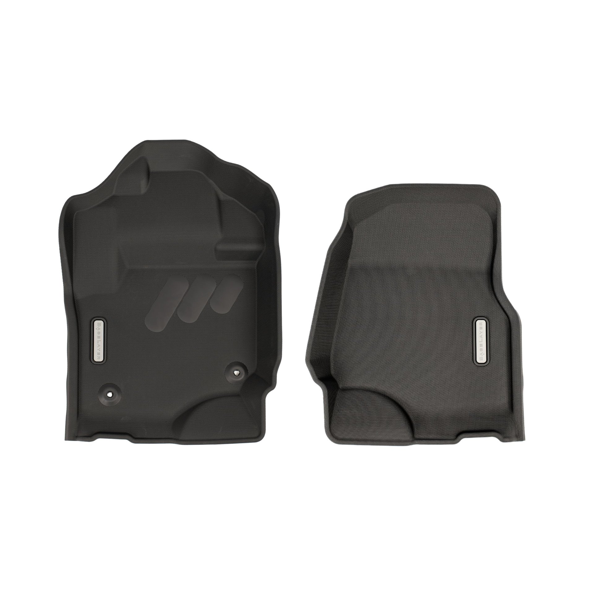 Tapetes BaseLayer para Ford F250/350 Super Duty SuperCab, Crew Cab (2017-2024) - Hechos en EE. UU. Premium Todos los Tiempos Mats - Front (Logo Gris)