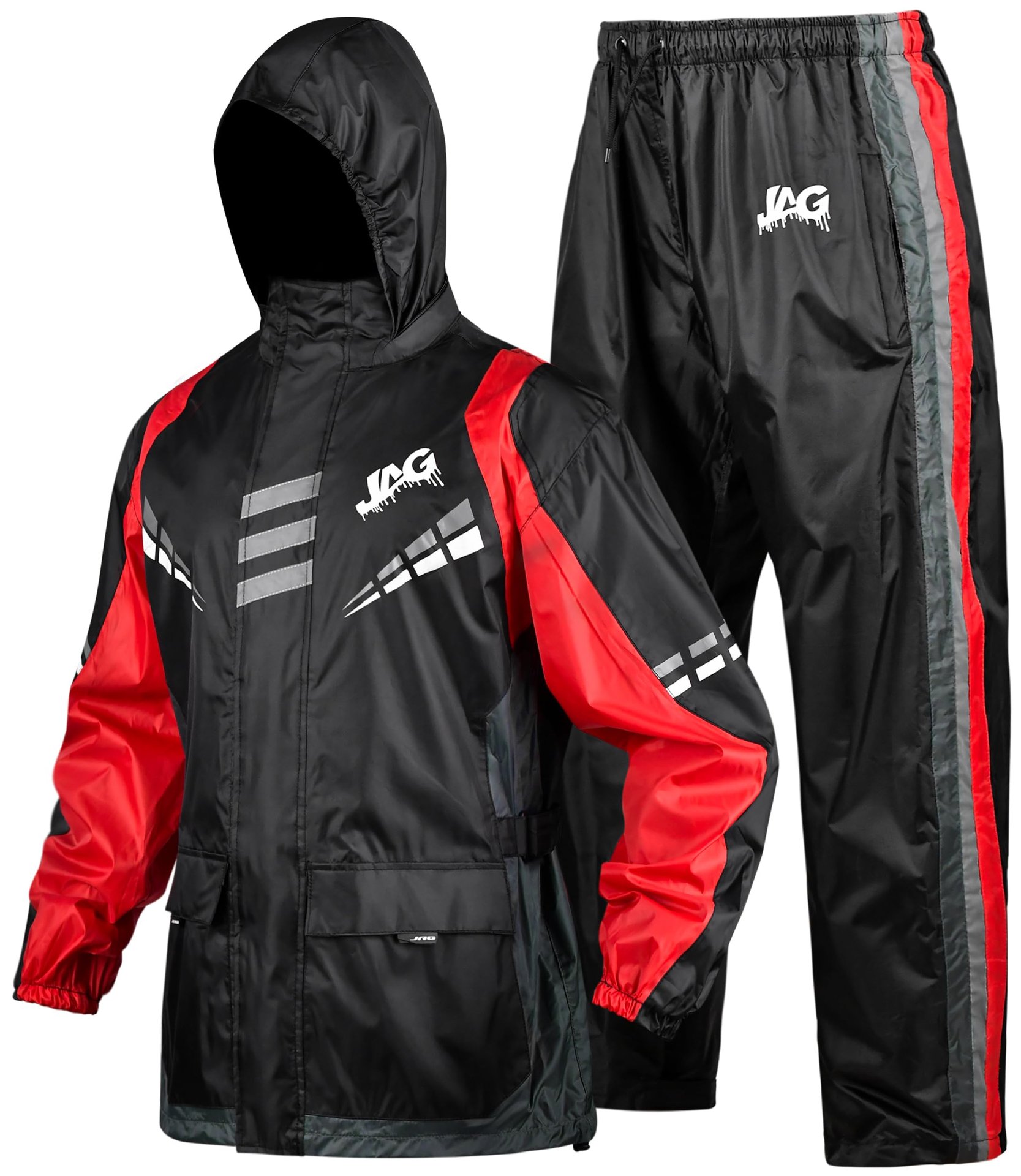 Conjunto Impermeable J.A.G. para Hombres y Mujeres - Chaqueta Pantalones para Lluvia Golf y Motocicleta Ropa de Trabajo para Hombres. (3XL, Rojo)