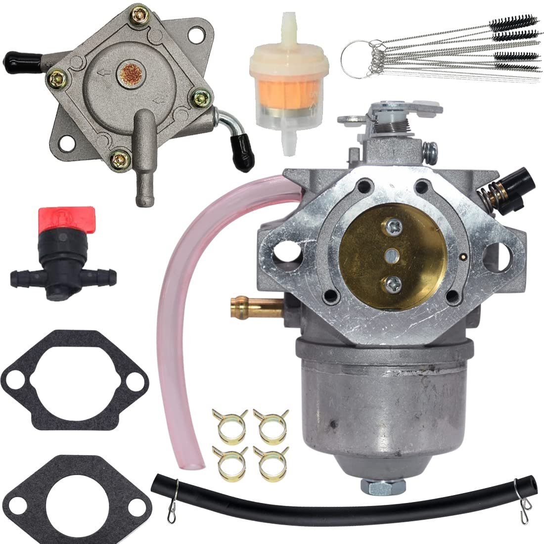 Carburador JDLLONG AM122852 para tractores John Deere GS75 HD75 185 260 265 para Kawasaki FC540V Motor de Ciclo de 17HP M97274 M97275 15003-2296 Carburador con Bomba de Combustible