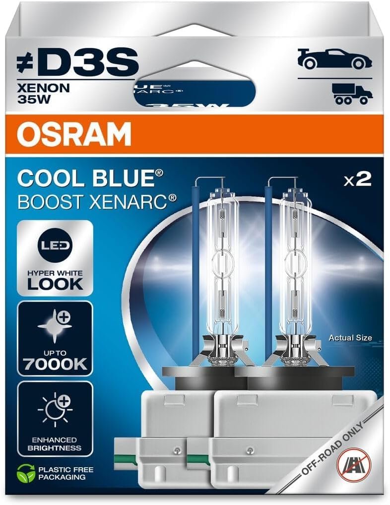 Lámparas para faros Xenon OSRAM XENARC� Cool Blue Boost, D3S, 7000K (2 lámparas), solo para uso off-road