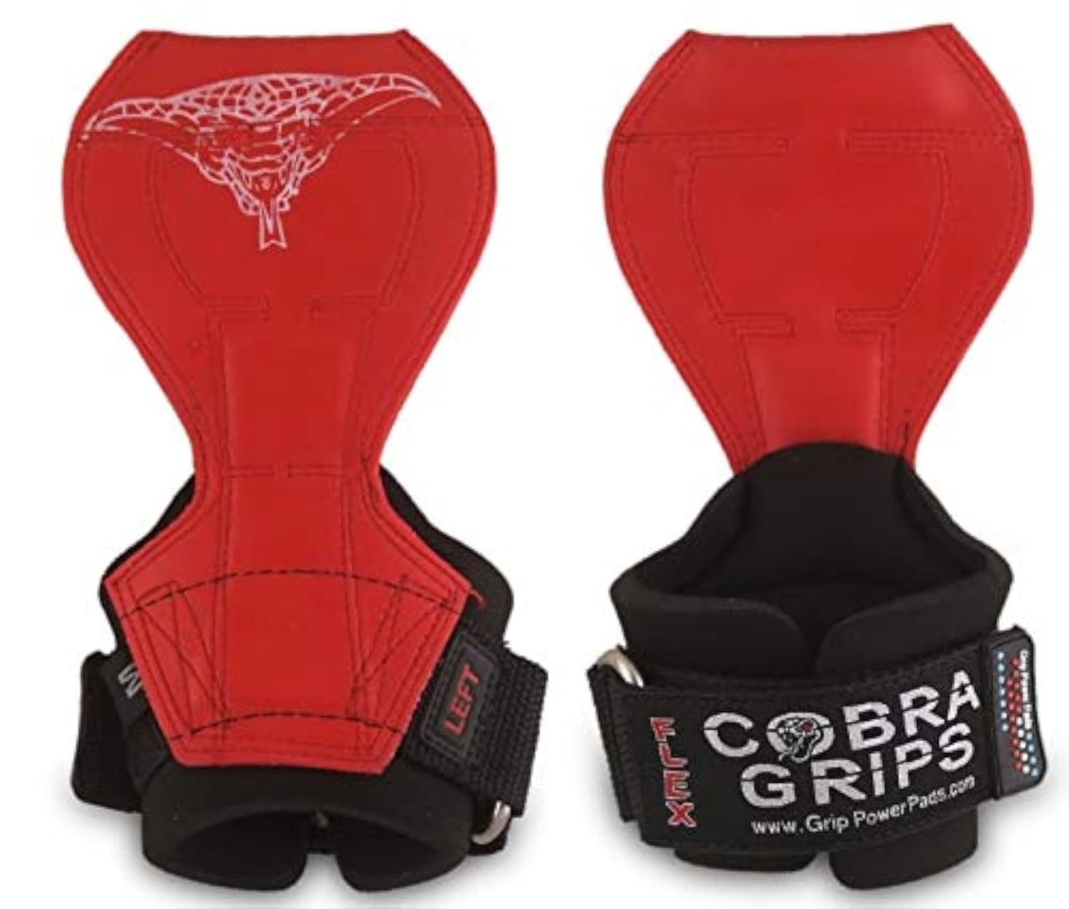 Guantes de Levantamiento de Pesas Modelo Flex 2018 Cobra Grips con Correas de Peso Pesado Alternativa Ganchos de Levantamiento Mejor para Levantamiento de Pesas con Soporte Acolchado de Muñeca (Grande, Rojo de Goma)
