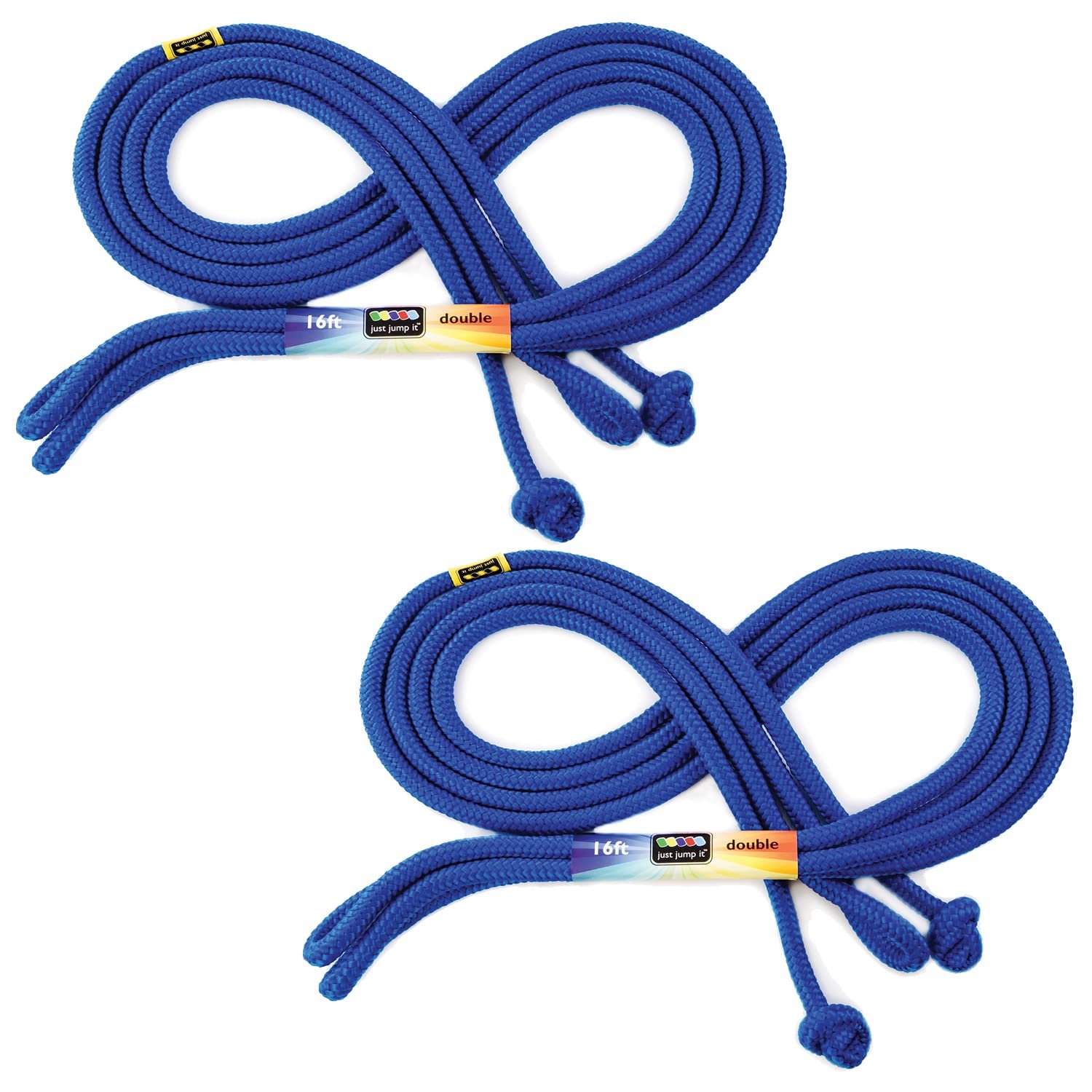 Pack de 2 Cuerdas para Saltar Just Jump It de 16 pies - Cuerdas largas para Saltar a la Comba - Cuerdas para Saltar al Aire Libre para Niños y Adultos Para Juegos Familiares y Ejercicio - Azul