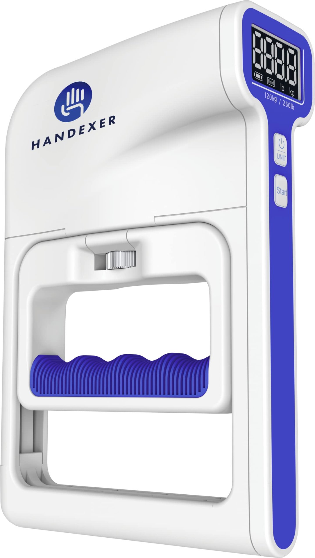 Probador de fuerza de agarre Handexer 265lb/120kg, Dinamómetro digital registrado por la FDA con pantalla LCD retroiluminada para pruebas y entrenamiento de fuerza de agarre